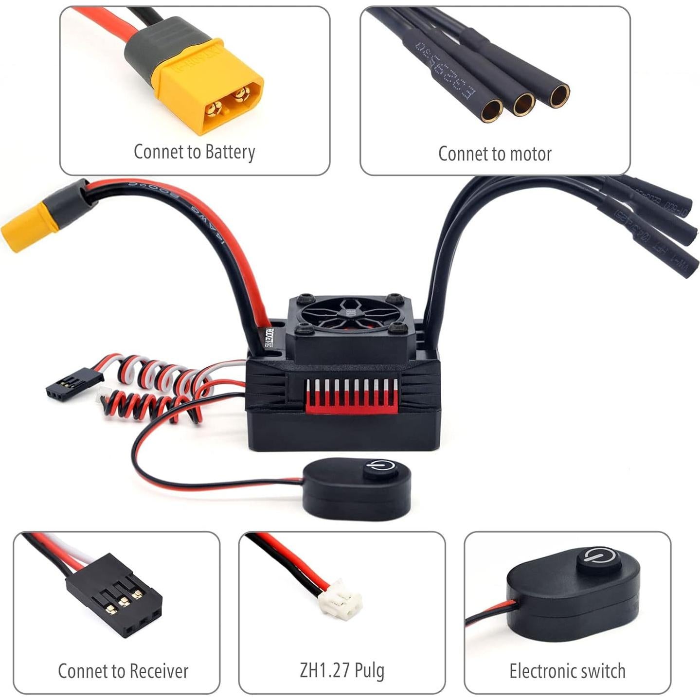 Motor Brushless Surpass 3650 4350KV + ESC 60A para RC 1/10
