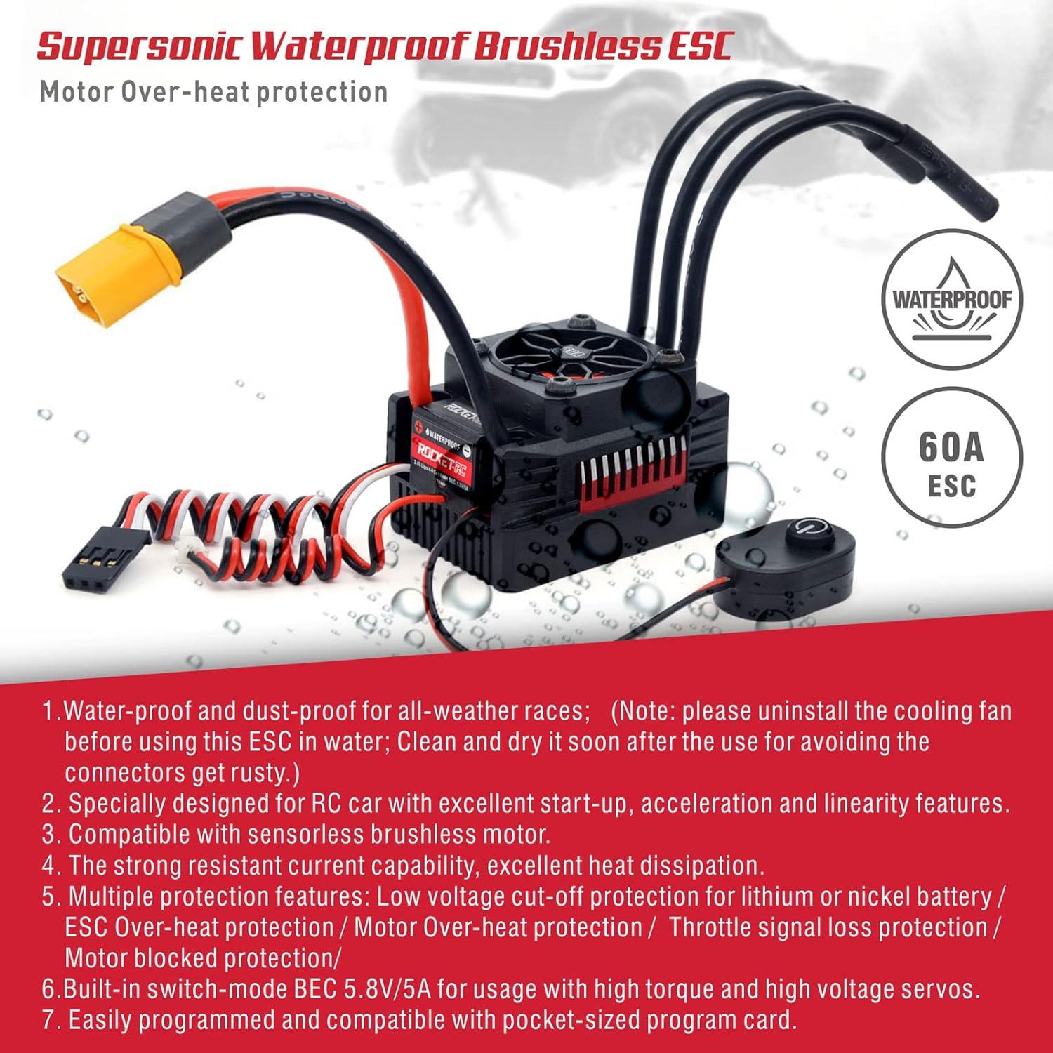 Motor Brushless Surpass 3650 4350KV + ESC 60A para RC 1/10