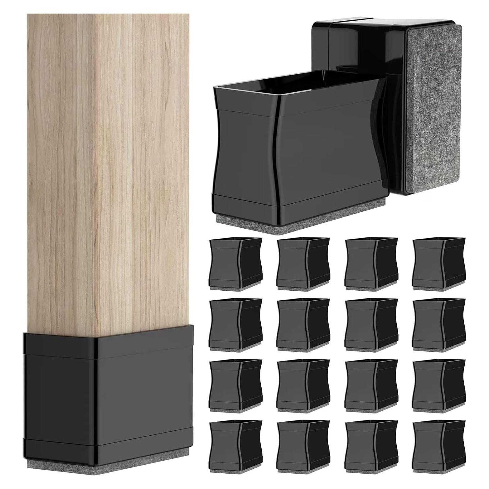 Protectores de patas de silla CHWM Rectangular 19x38mm 16PCS Negro