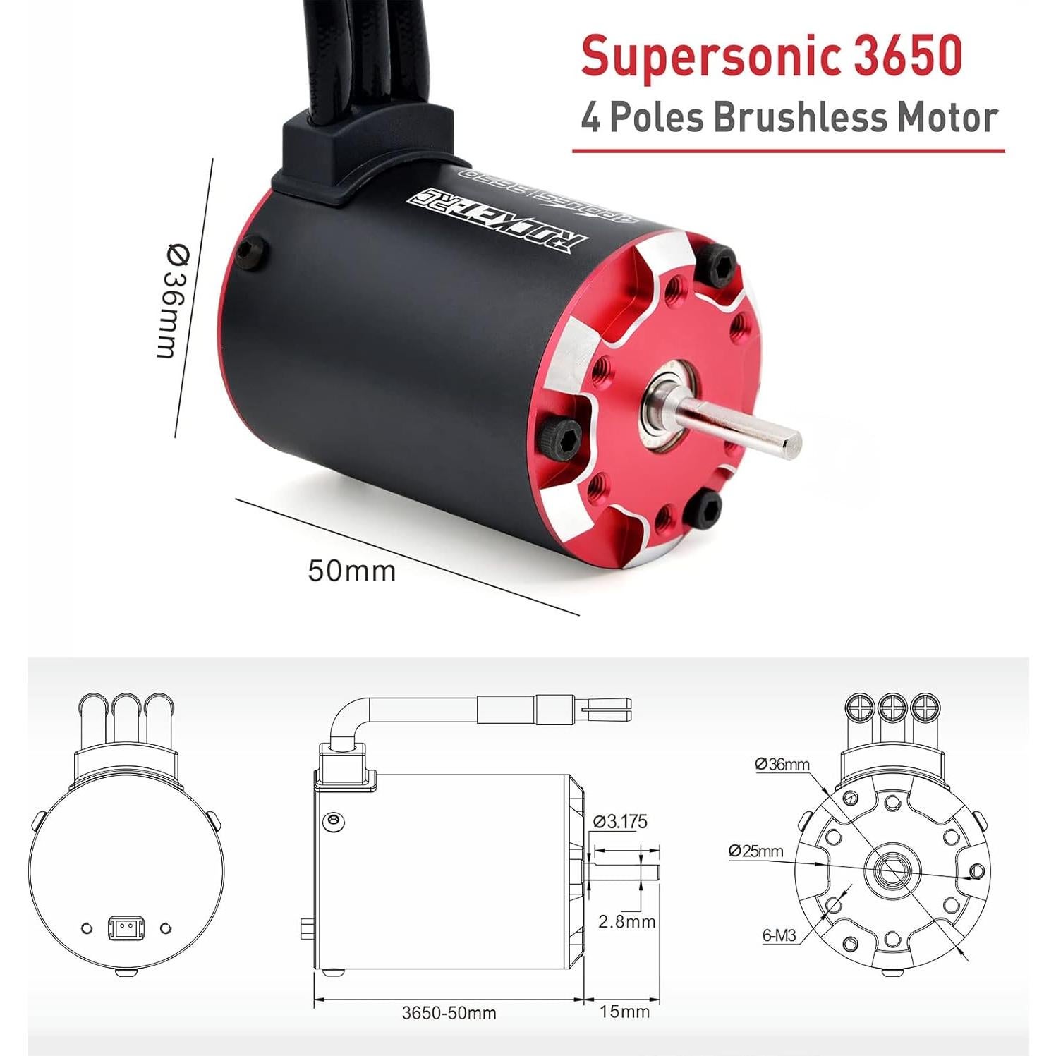 Motor Sin Escobillas Surpass Hobby 3650 4350KV para Coche RC 1/10