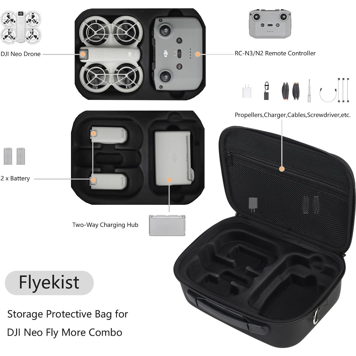 Funda de Transporte Flyekist para DJI Neo - Negra, Resistente y Portátil