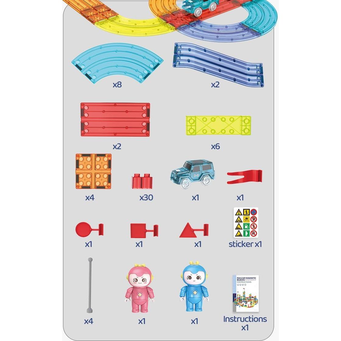 Juego de Pistas de Carreras Magnéticas Bella Globe 63 Piezas