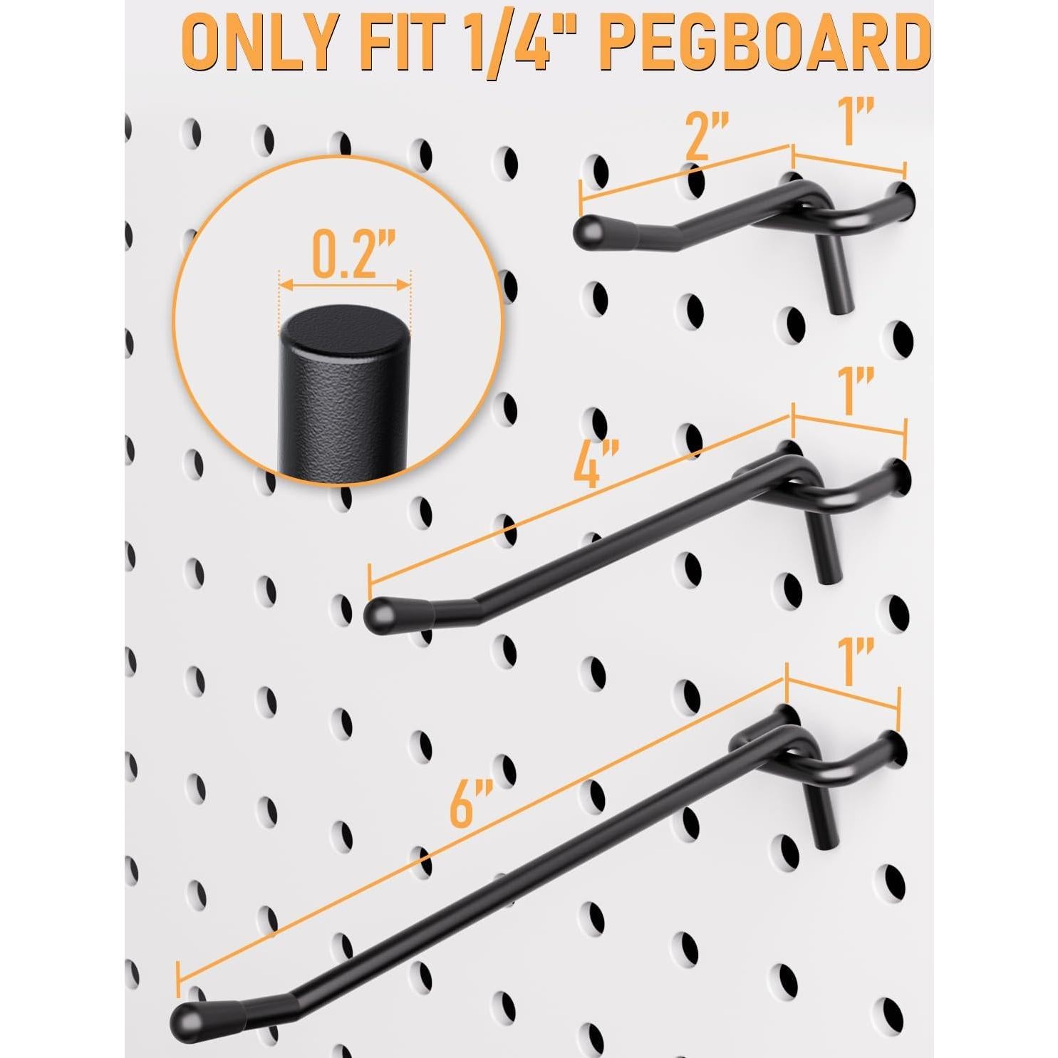 Ganchos de Tablero de Clavos INCLY 60 Piezas 2/4/6 Pulgadas