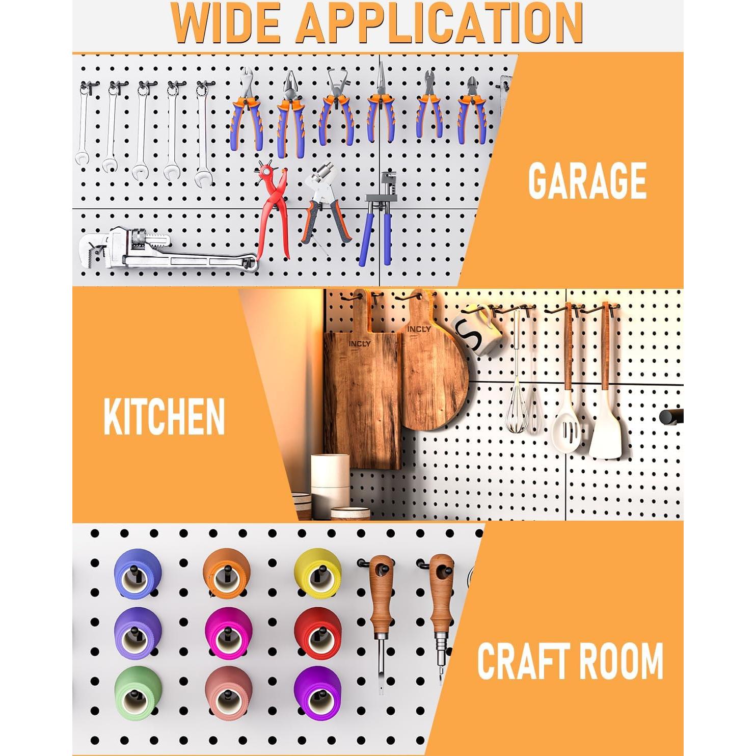 Ganchos de Tablero de Clavos INCLY 60 Piezas 2/4/6 Pulgadas