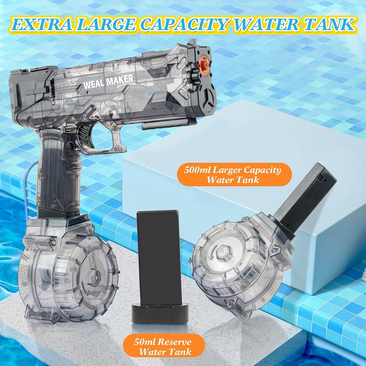 Pistola de Agua Eléctrica Homesoft 500ml, Potente y Recargable