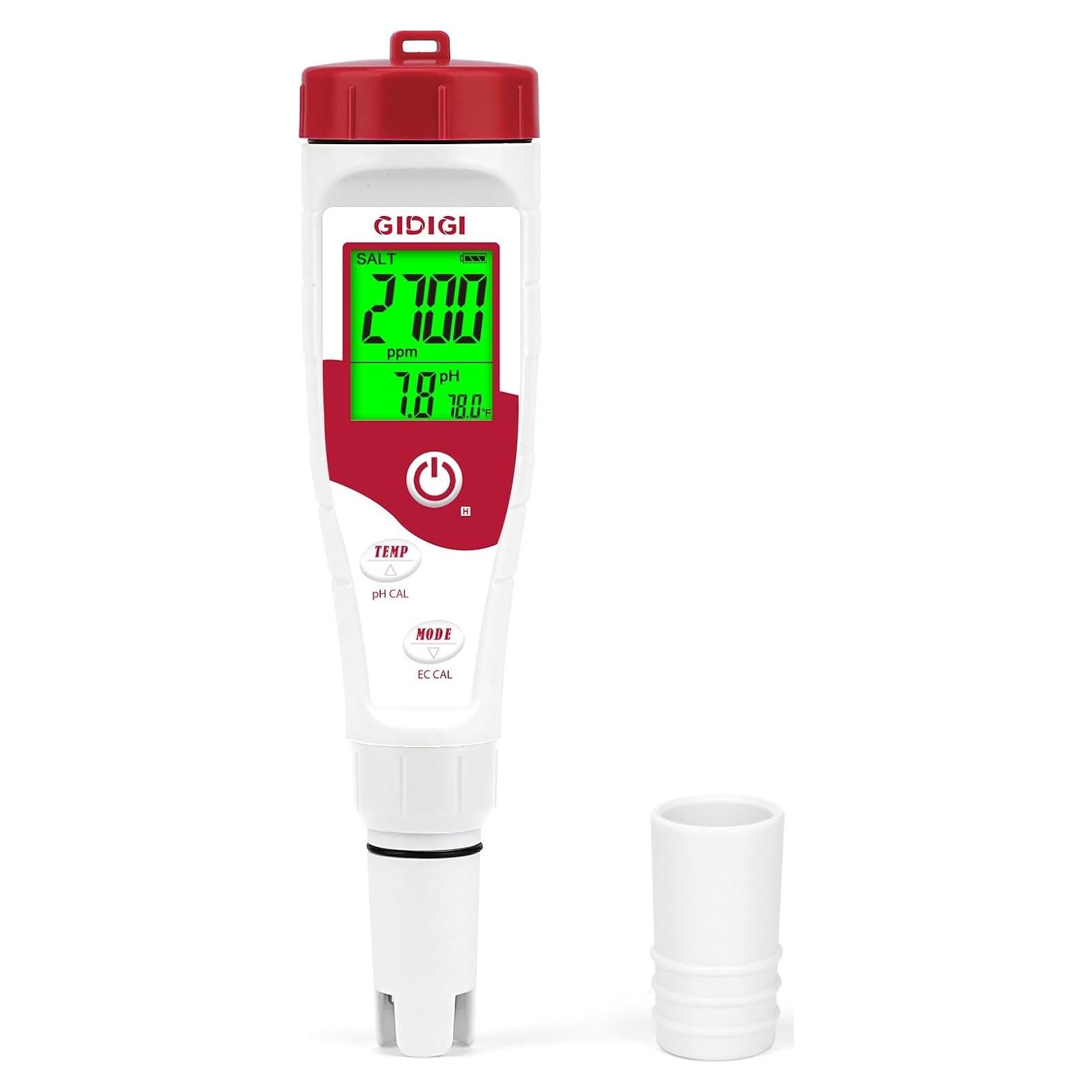 Medidor de pH y Salinidad GIDIGI 5 en 1 para Piscinas