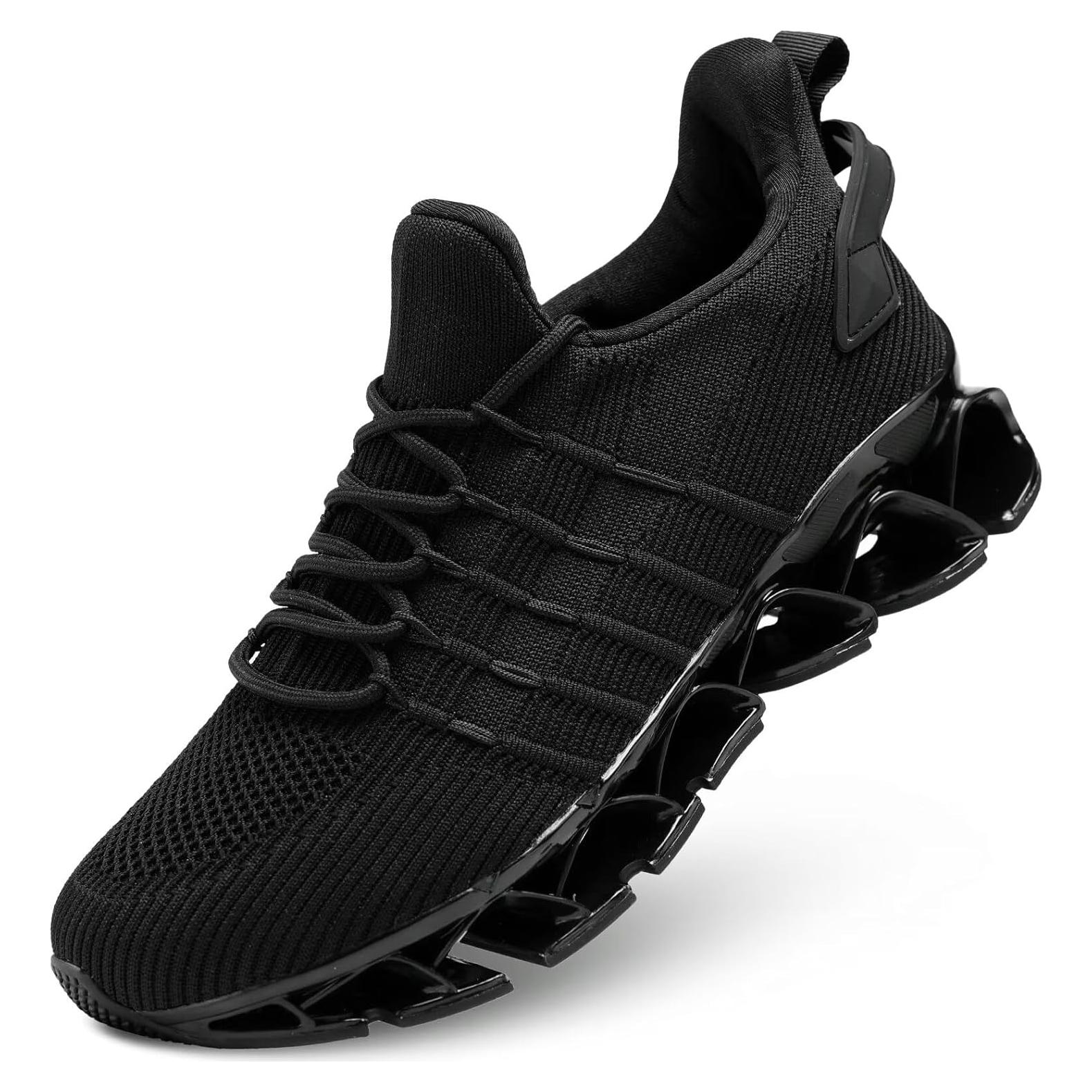 Zapatillas de Correr Hombre Malla Transpirable Todo Negro 6.5
