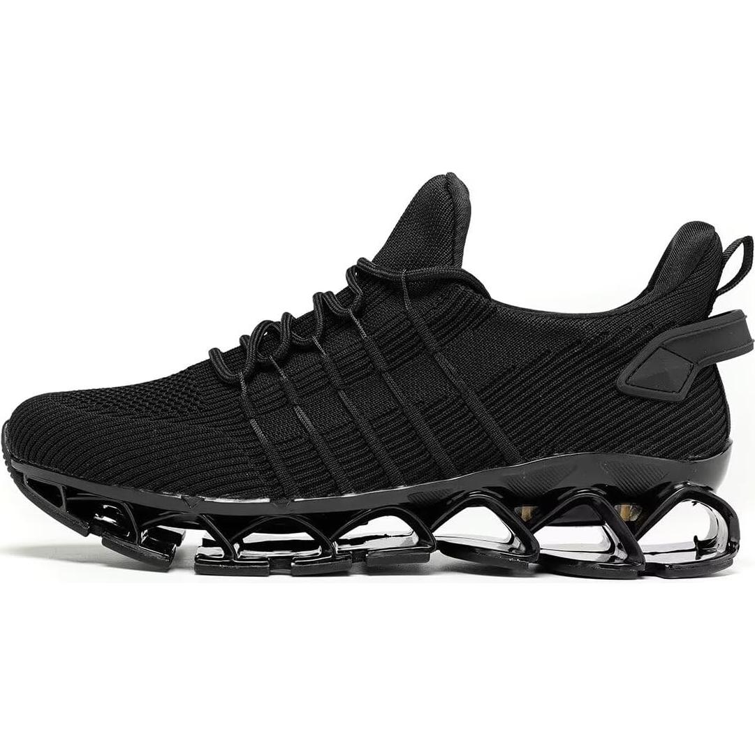 Zapatillas de Correr Hombre Malla Transpirable Todo Negro 6.5