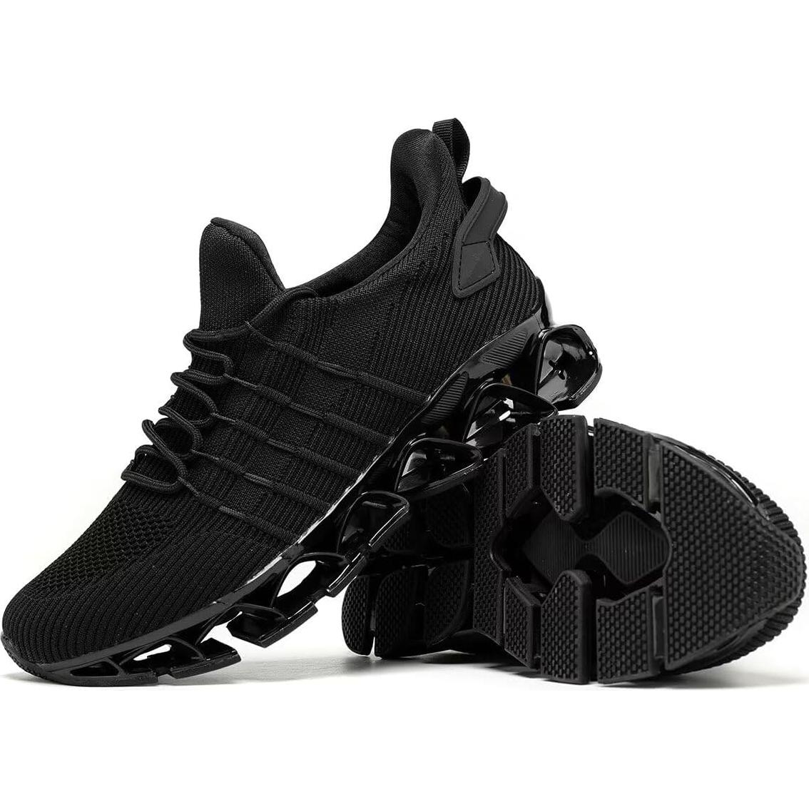 Zapatillas de Correr Hombre Malla Transpirable Todo Negro 6.5
