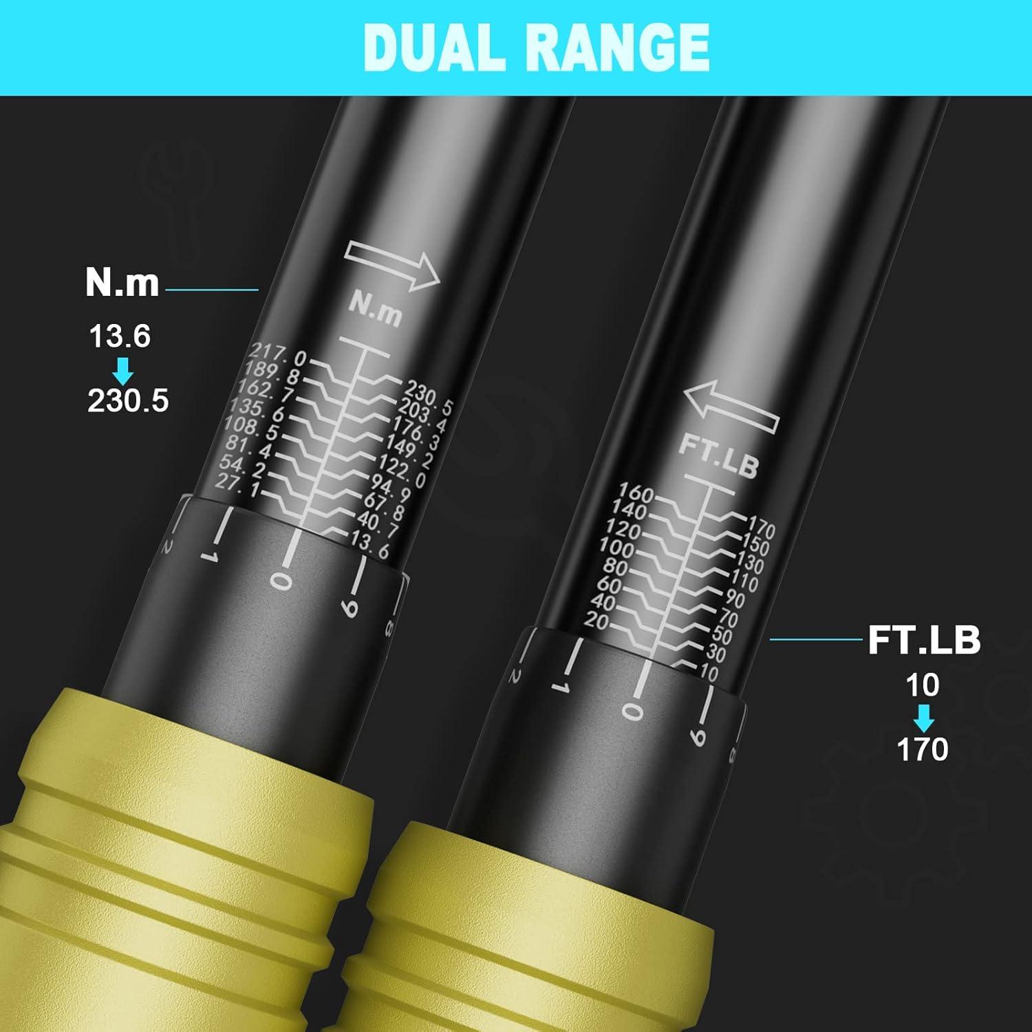 Llave de Torque ANPUDS 1/2" 10-170 Ft-Lb 72 Dientes