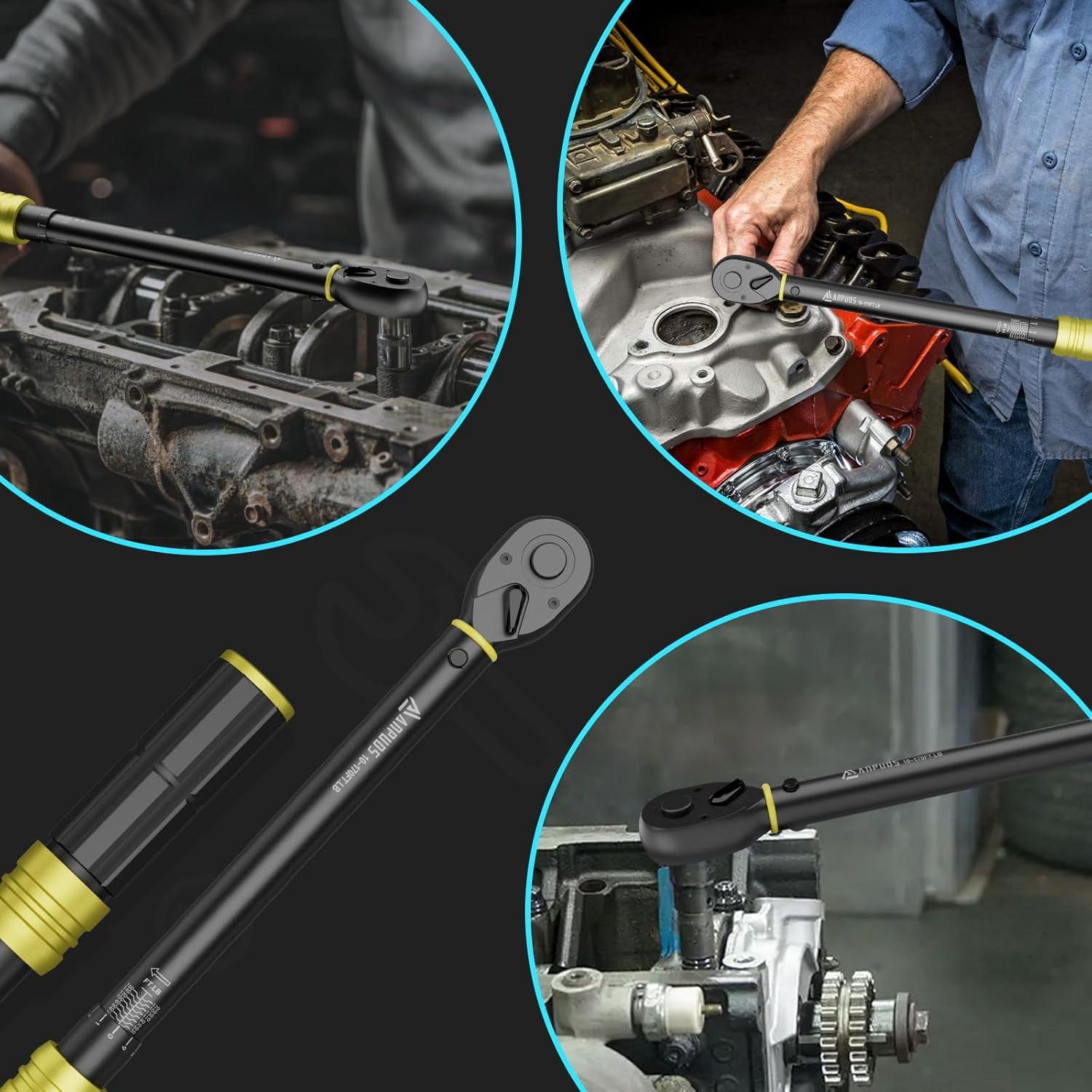 Llave de Torque ANPUDS 1/2" 10-170 Ft-Lb 72 Dientes