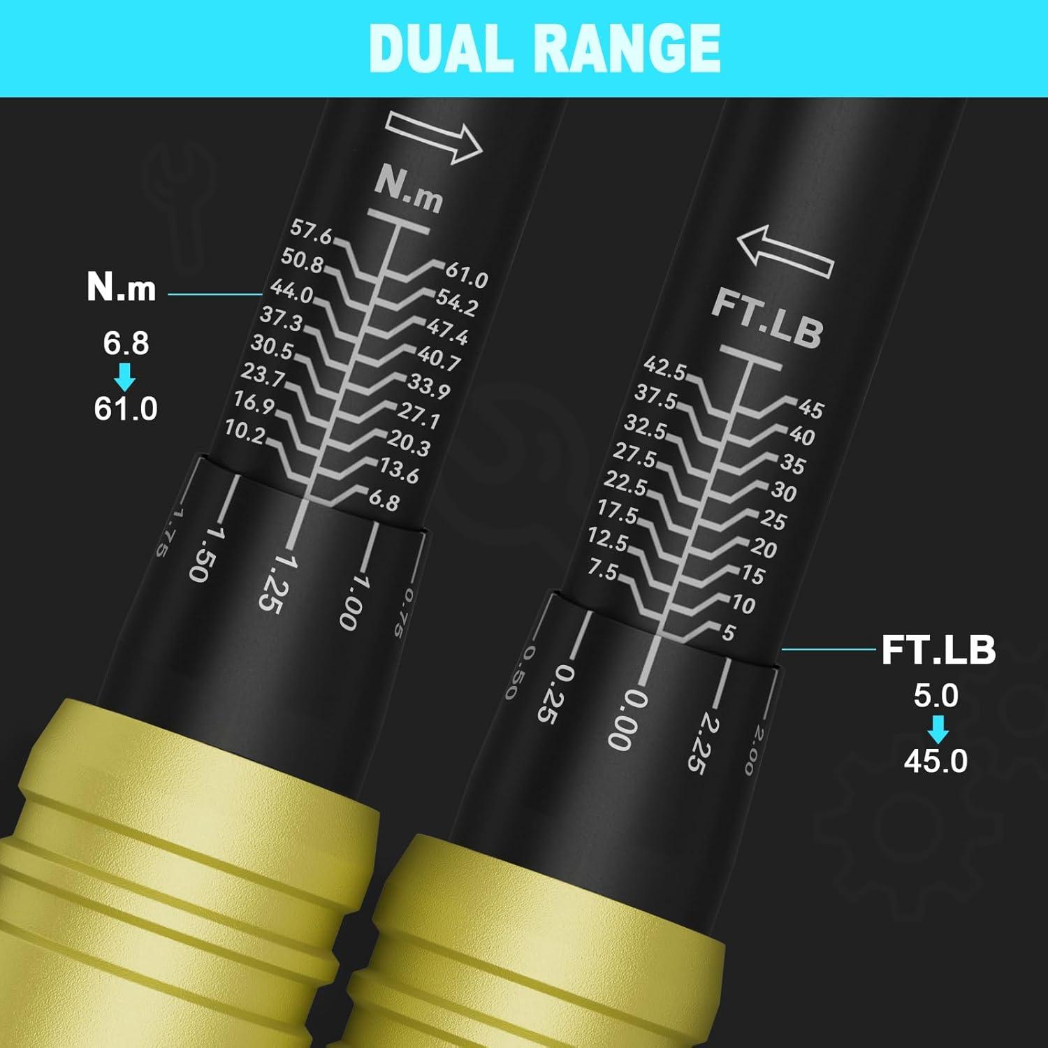 Llave de Torque ANPUDS 3/8" 5-45 Ft-Lb / 6.8-61 Nm Ligera