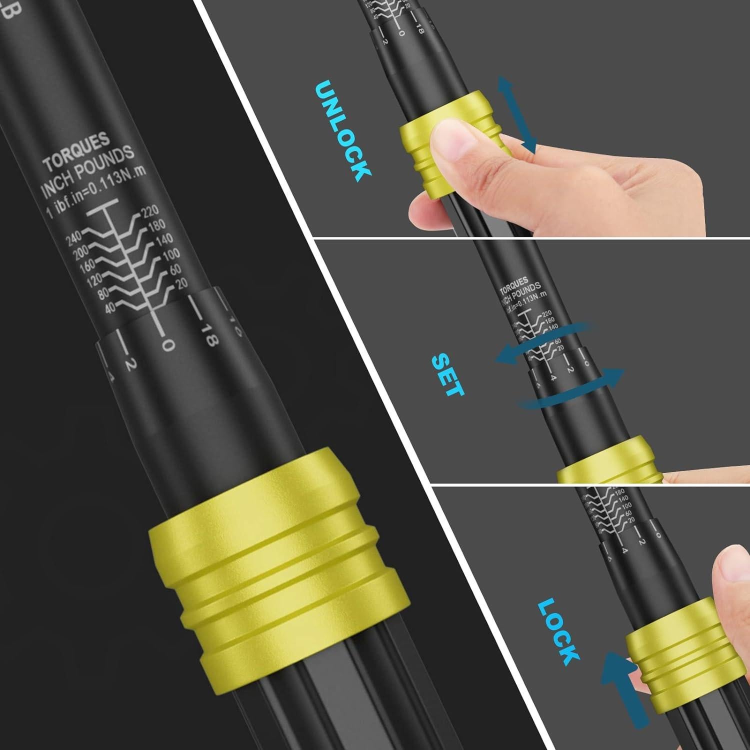 Llave de Torque ANPUDS 1/4" 20-240 in.lb / 2.3-27.1 Nm