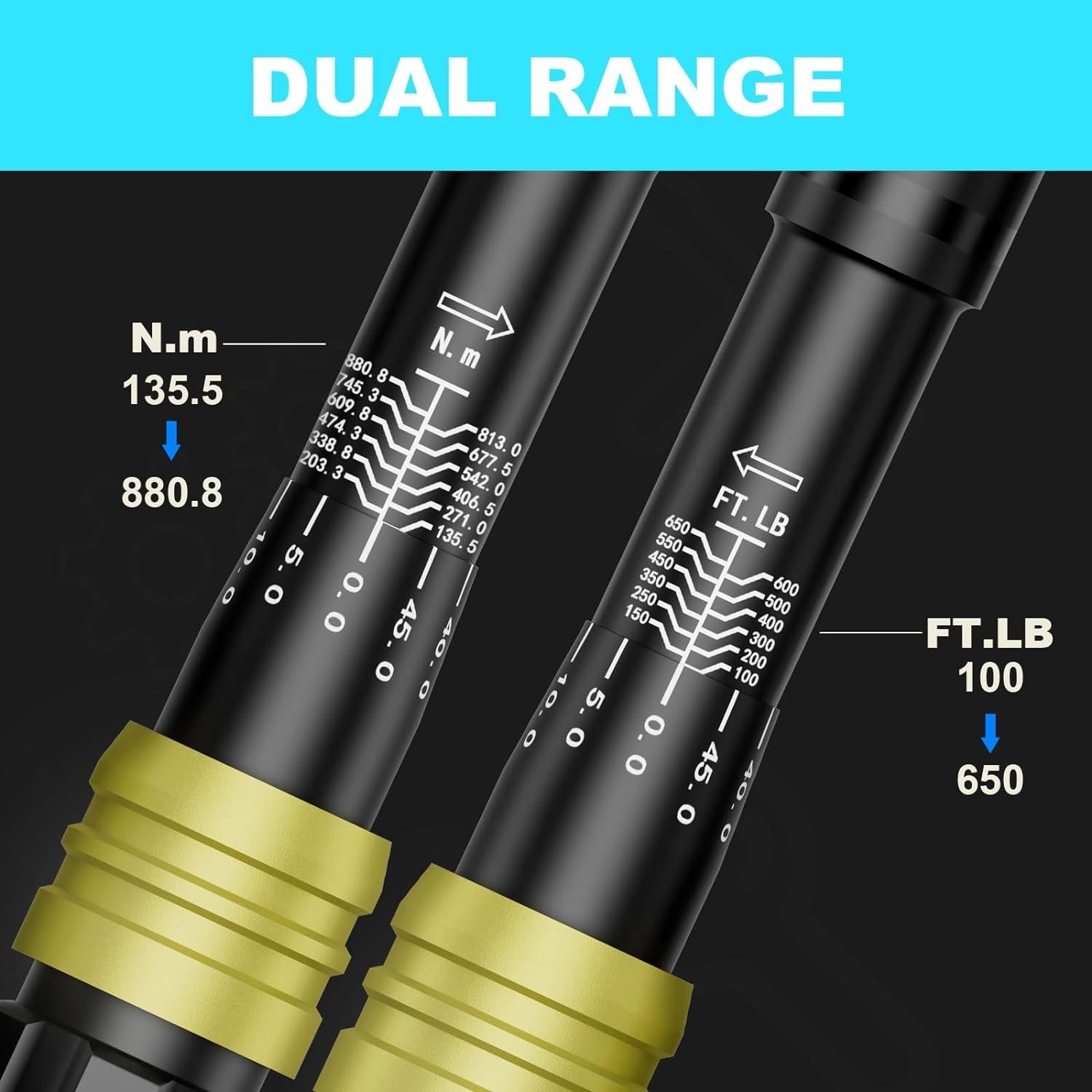 Llave de Torque ANPUDS 3/4" 100-650 Nm Doble Dirección
