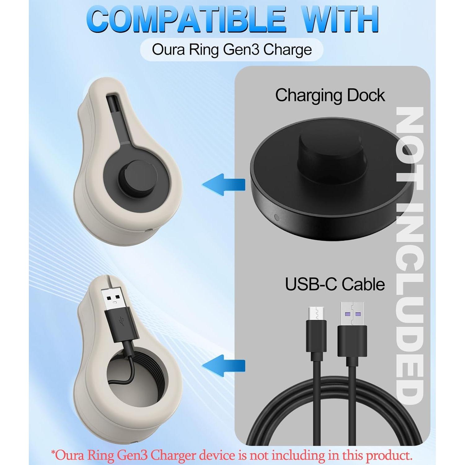 Cubierta Protectora de Silicona WADVCU para Cargador Oura Ring Gen3