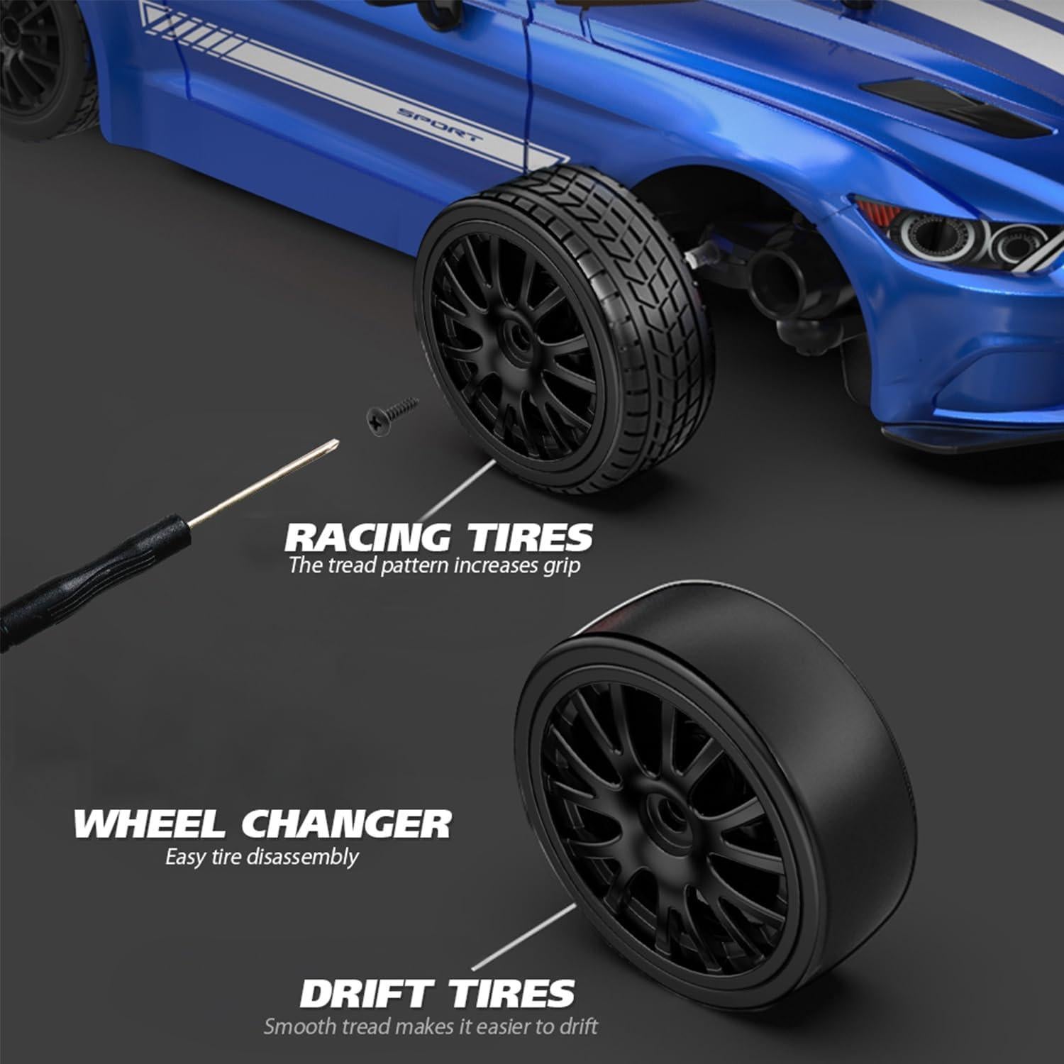 Coche RC Drift 4WD KAIMIO 1:16 30KM/H con Luces LED