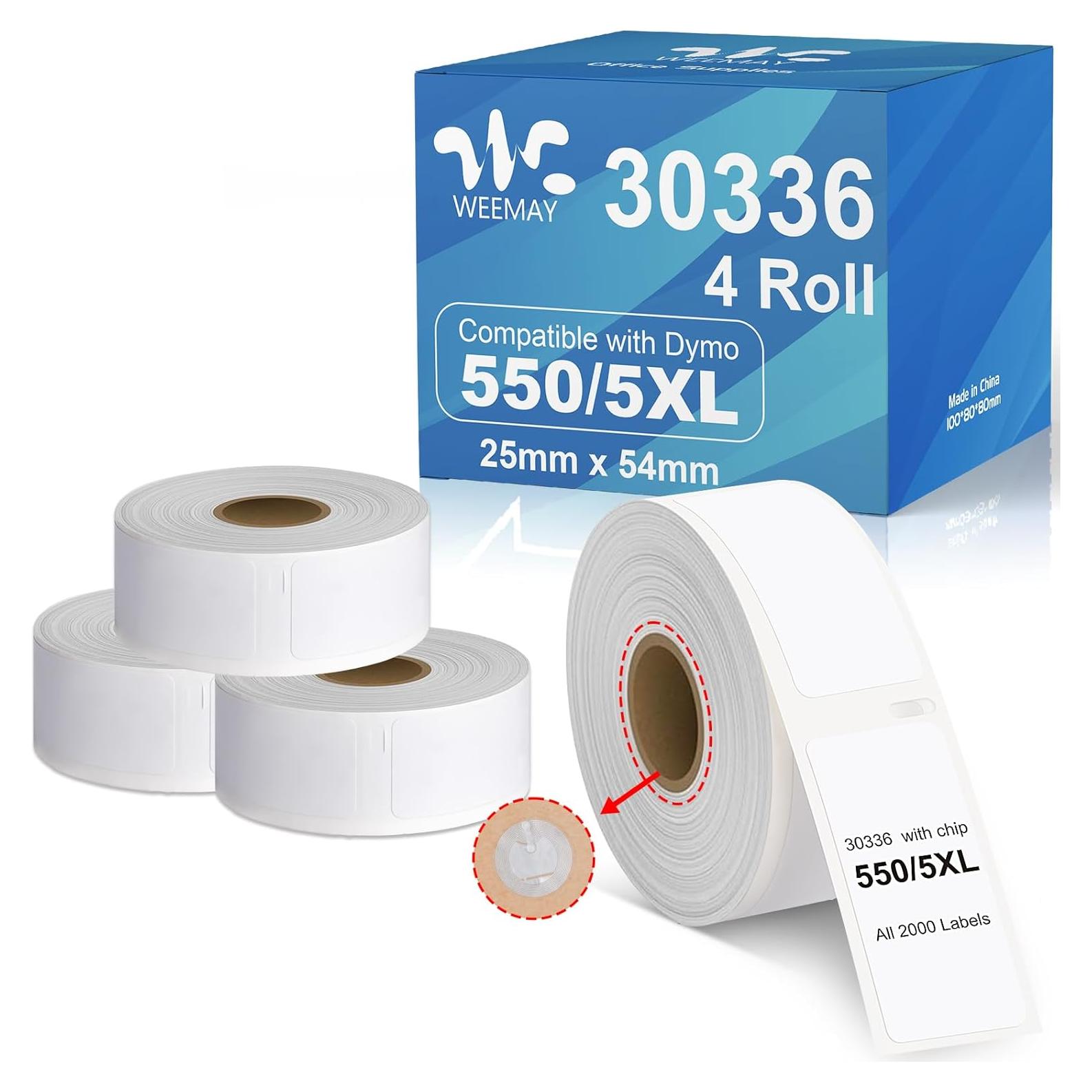 Etiquetas Weemay 30336 para DYMO 25mm x 54mm - 4 Rollos