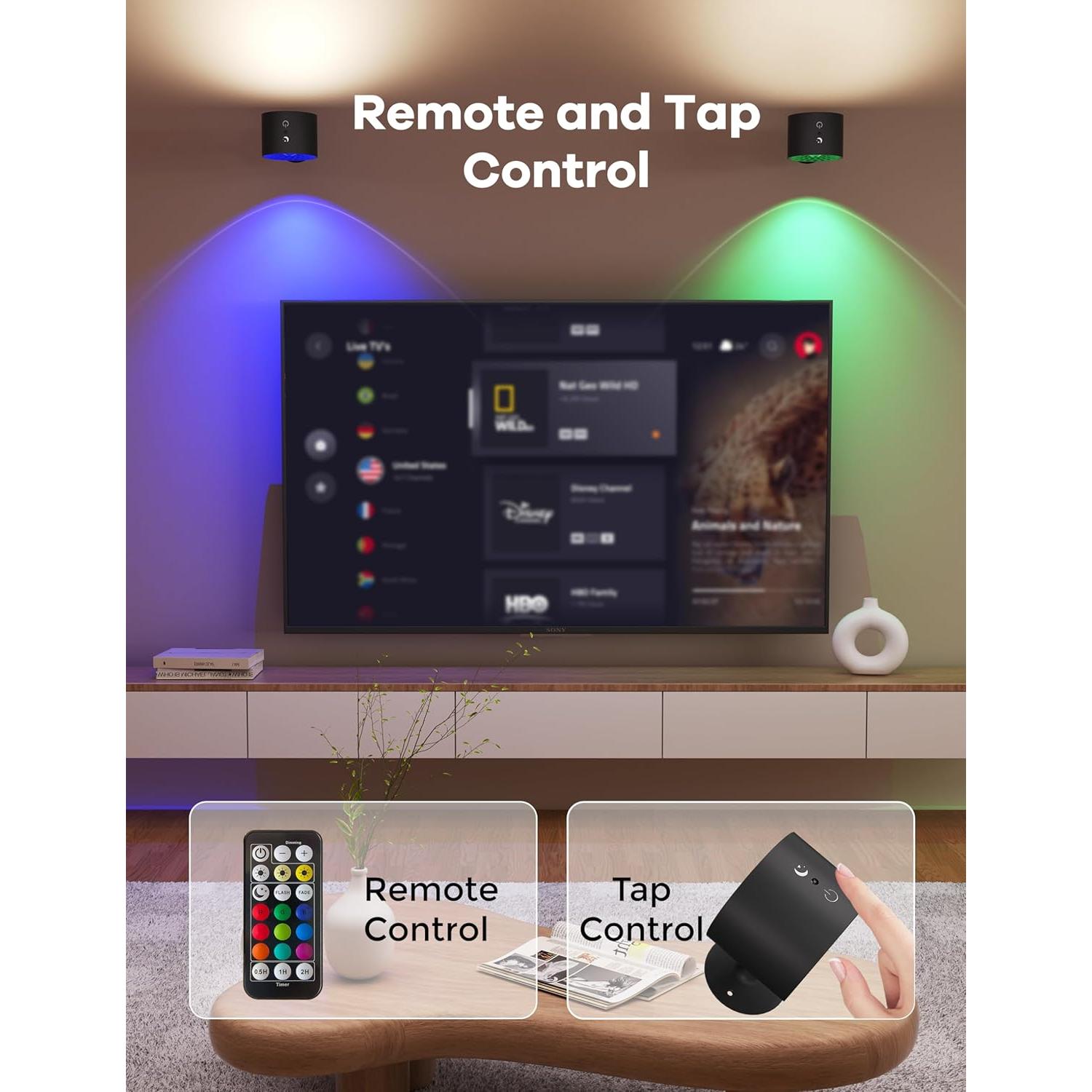 Luz de Pared Joyzy LED RGB Recargable con Control Remoto