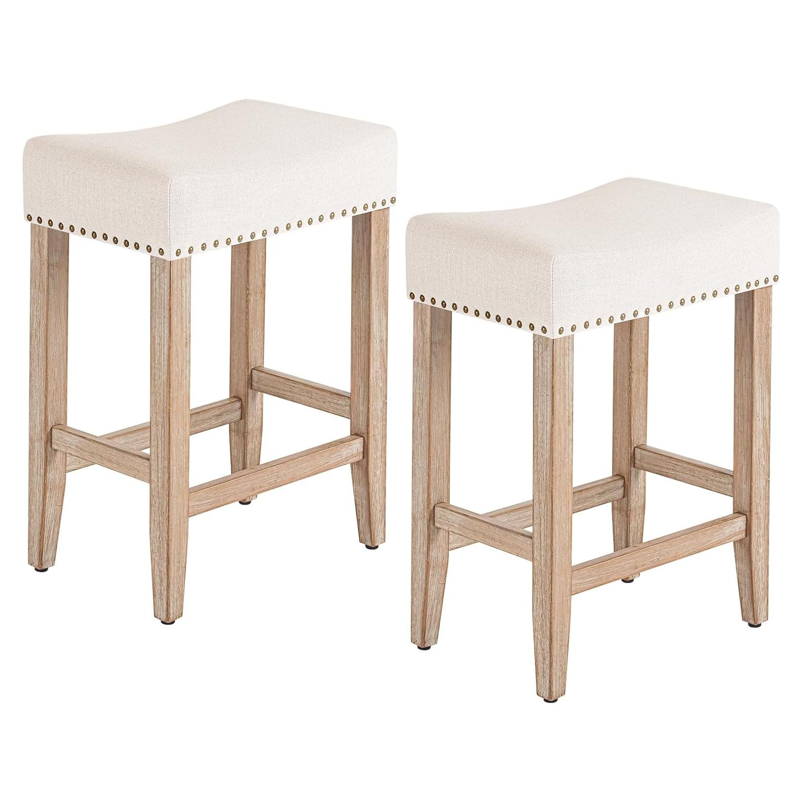 Conjunto de 2 Taburetes de Bar Furniliving Beige 65.1 cm