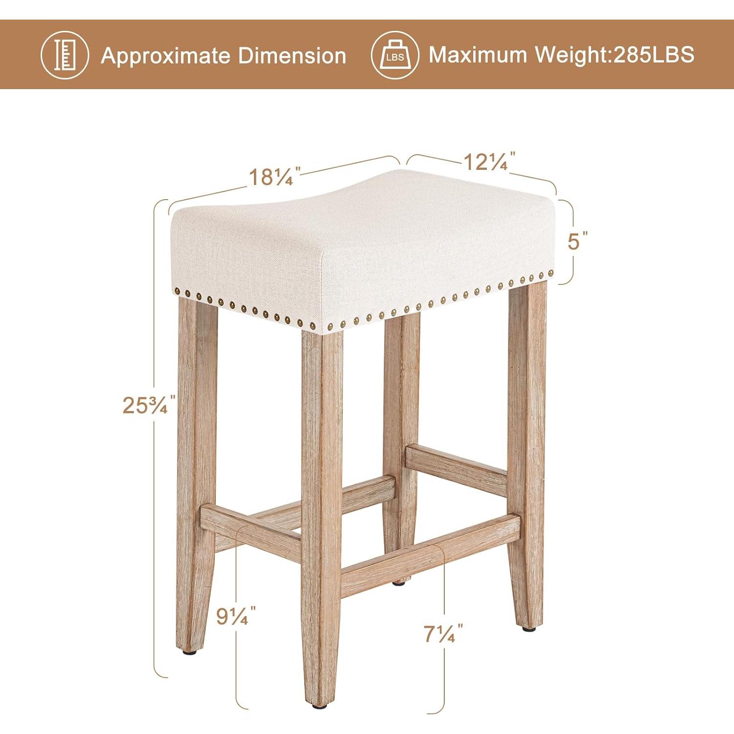 Conjunto de 2 Taburetes de Bar Furniliving Beige 65.1 cm