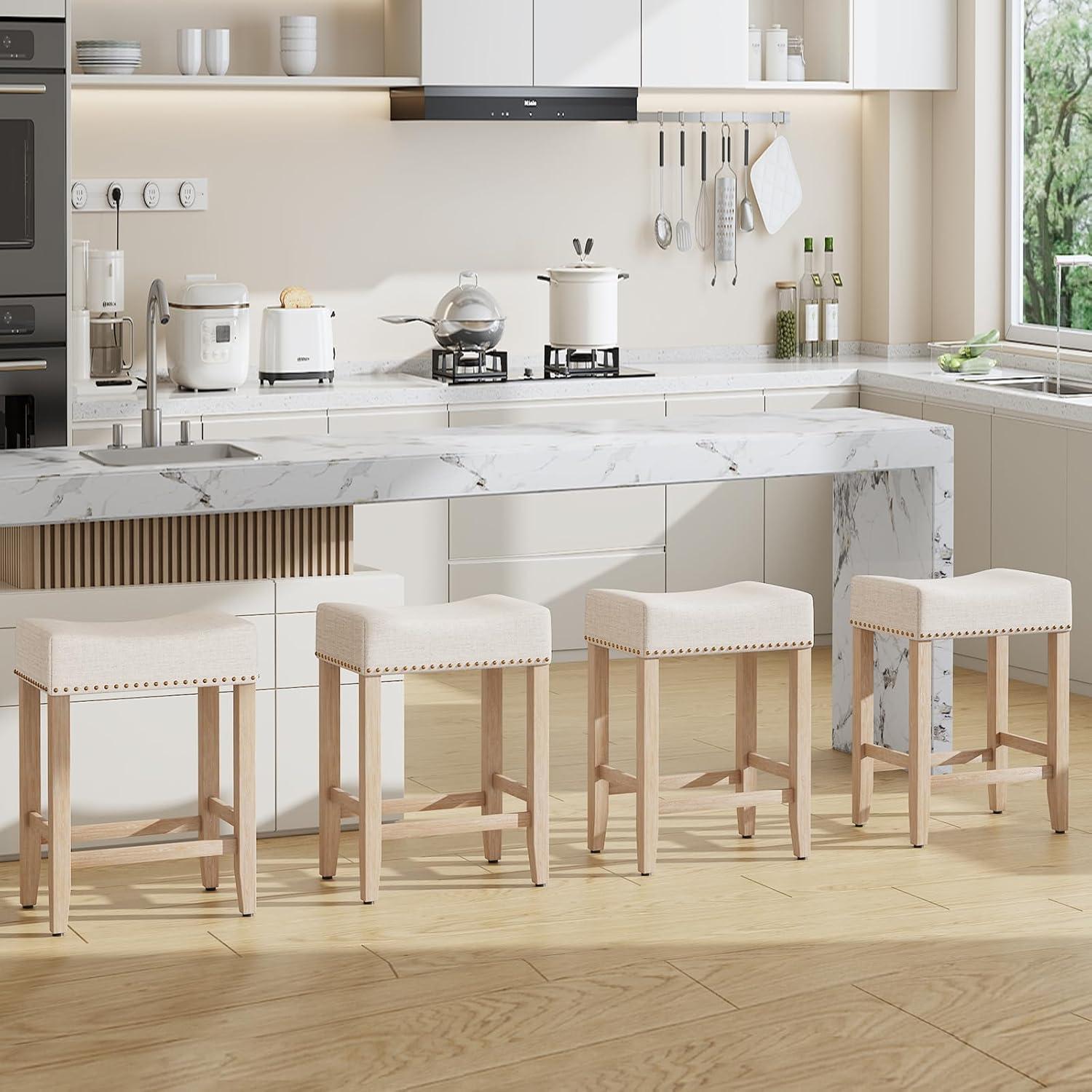 Conjunto de 2 Taburetes de Bar Furniliving Beige 65.1 cm