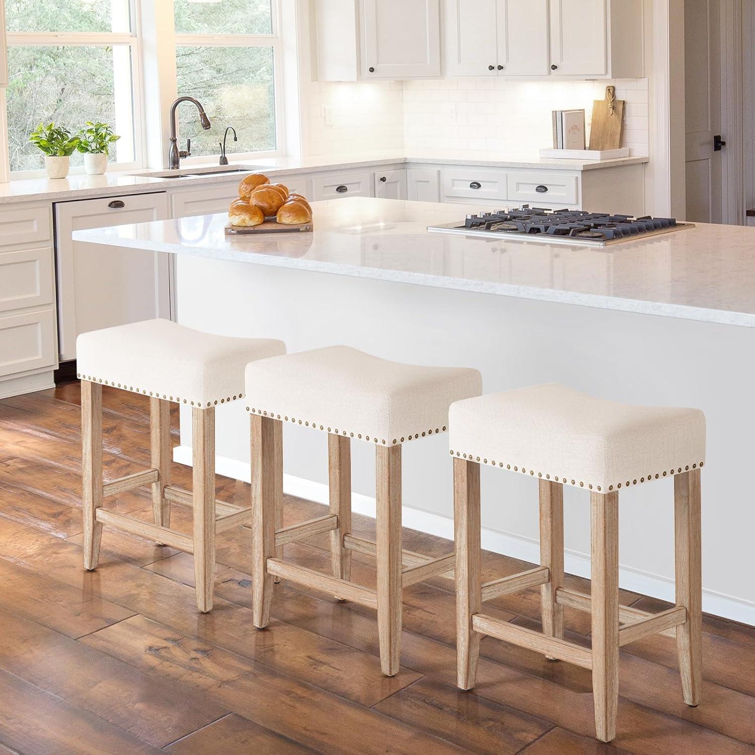 Conjunto de 2 Taburetes de Bar Furniliving Beige 65.1 cm