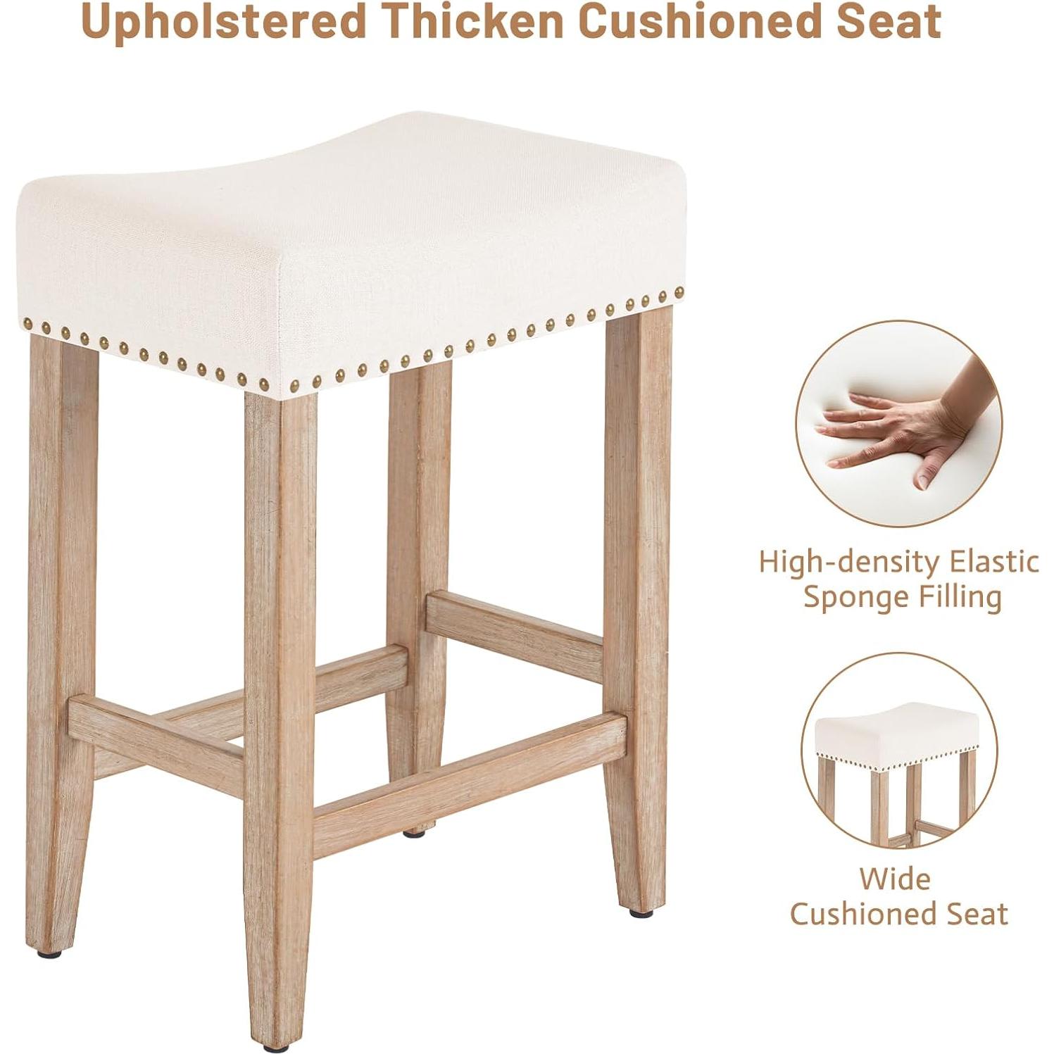 Conjunto de 2 Taburetes de Bar Furniliving Beige 65.1 cm