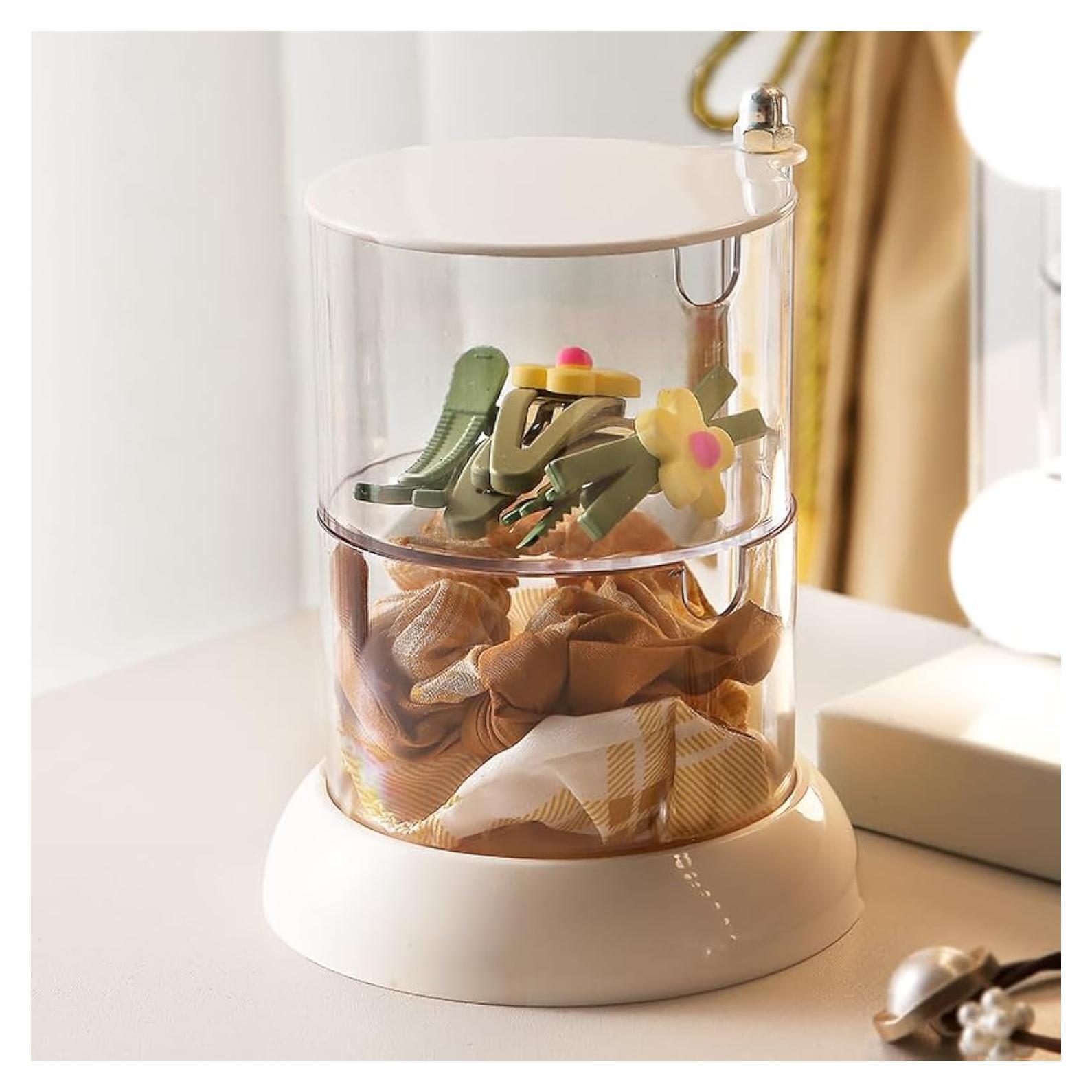 Organizador de Joyería YIEZI Transparente 2 Capas Rotativo 360°