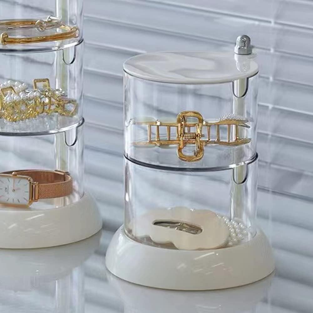 Organizador de Joyería YIEZI Transparente 2 Capas Rotativo 360°