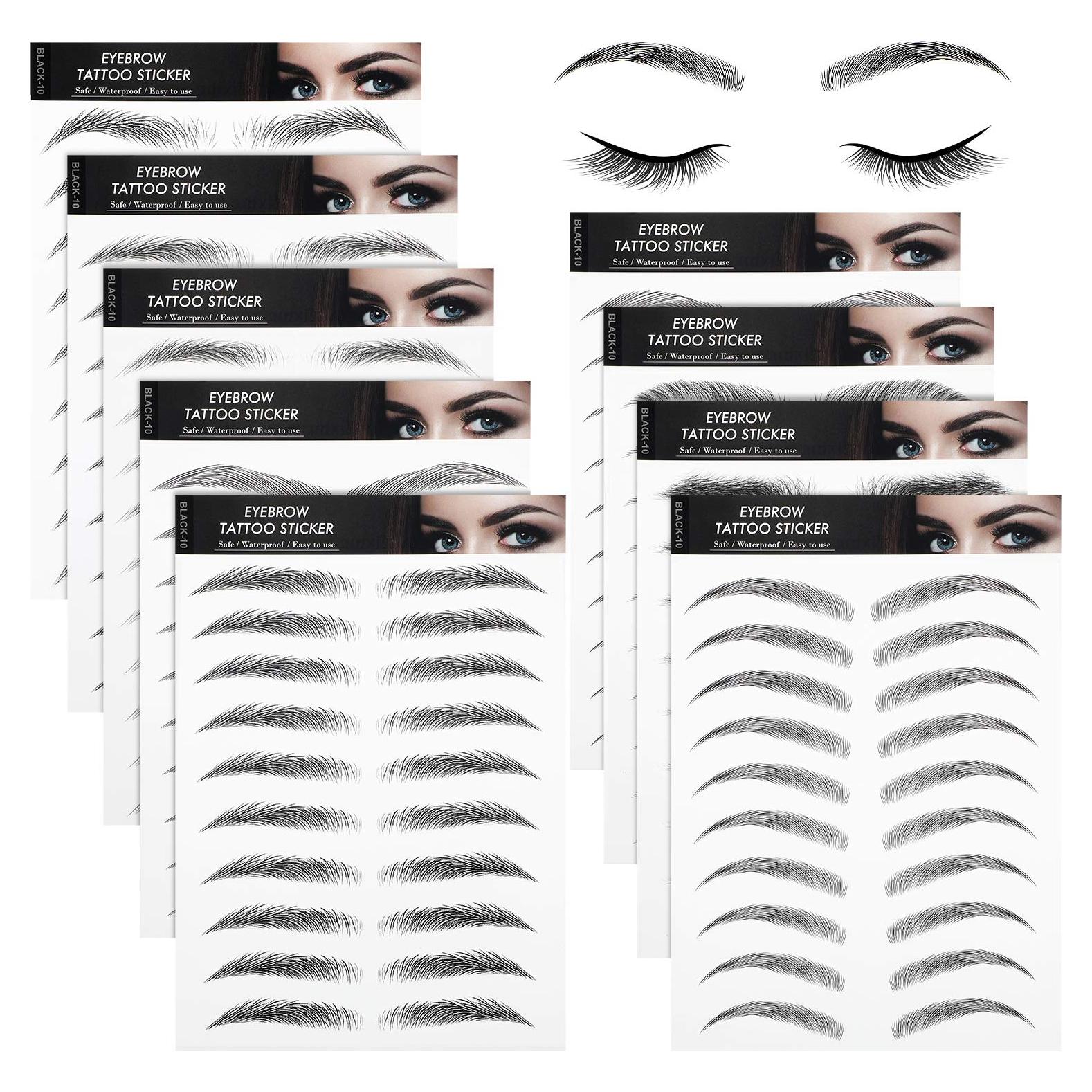 Stickers de Tatuajes de Cejas Blulu 9 Hojas 4D Impermeables