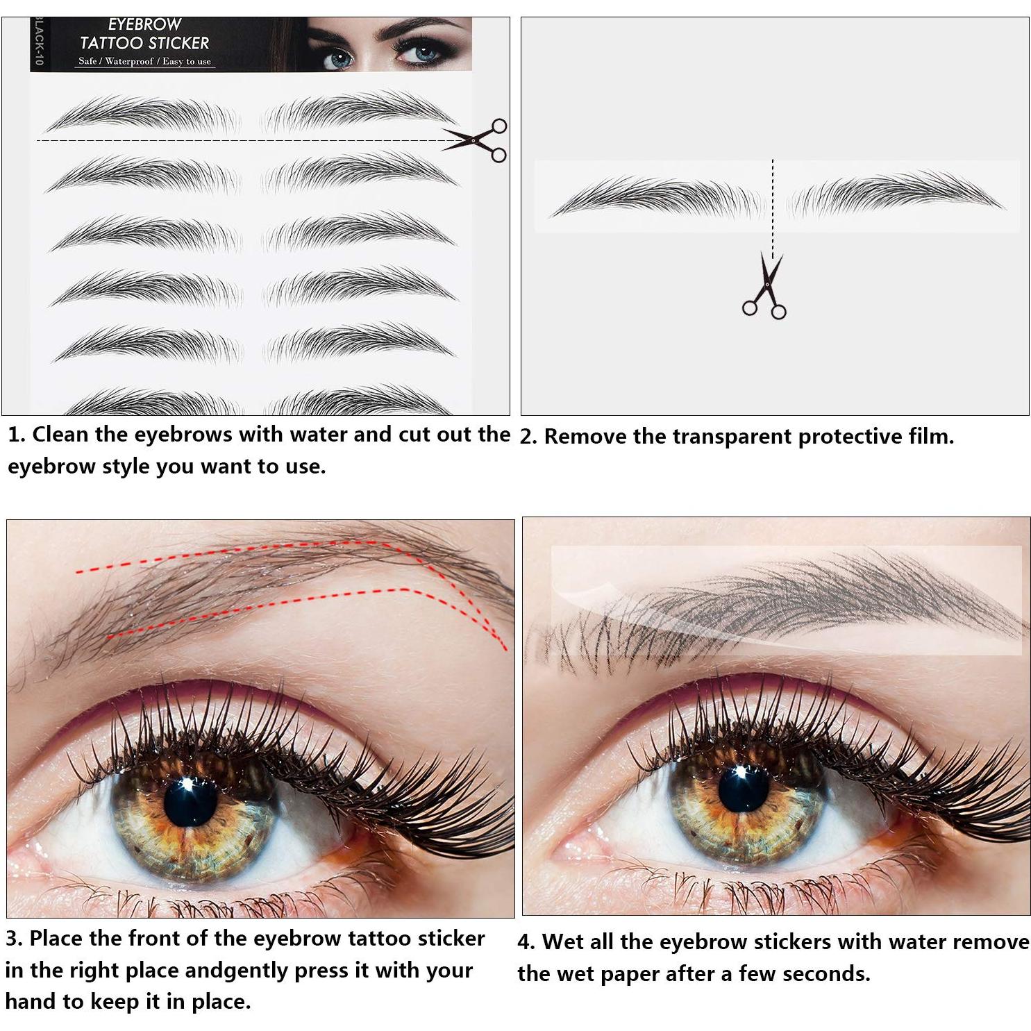 Stickers de Tatuajes de Cejas Blulu 9 Hojas 4D Impermeables