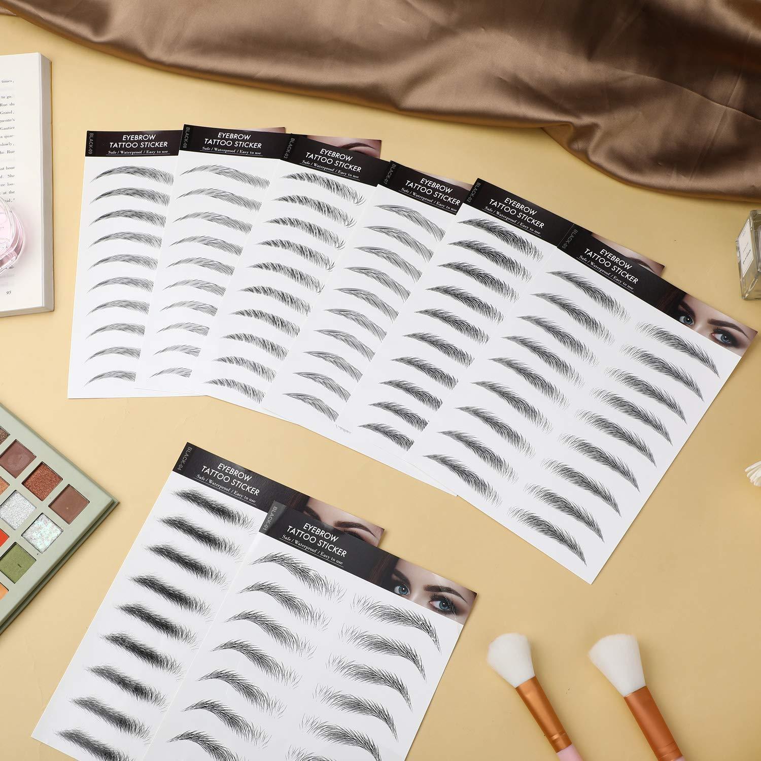 Stickers de Tatuajes de Cejas Blulu 9 Hojas 4D Impermeables