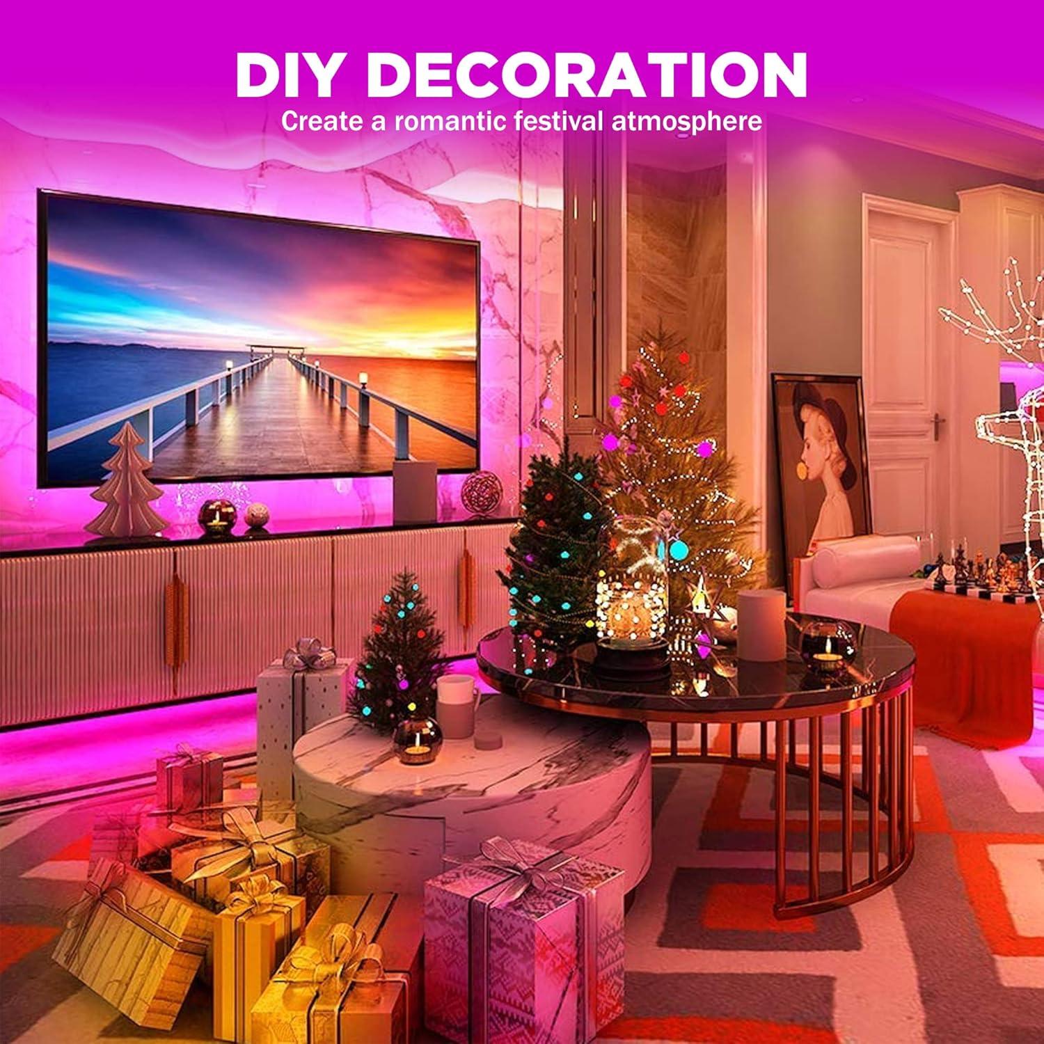 Tira LED COB RGB Dephen 1.5m USB con control remoto y APP