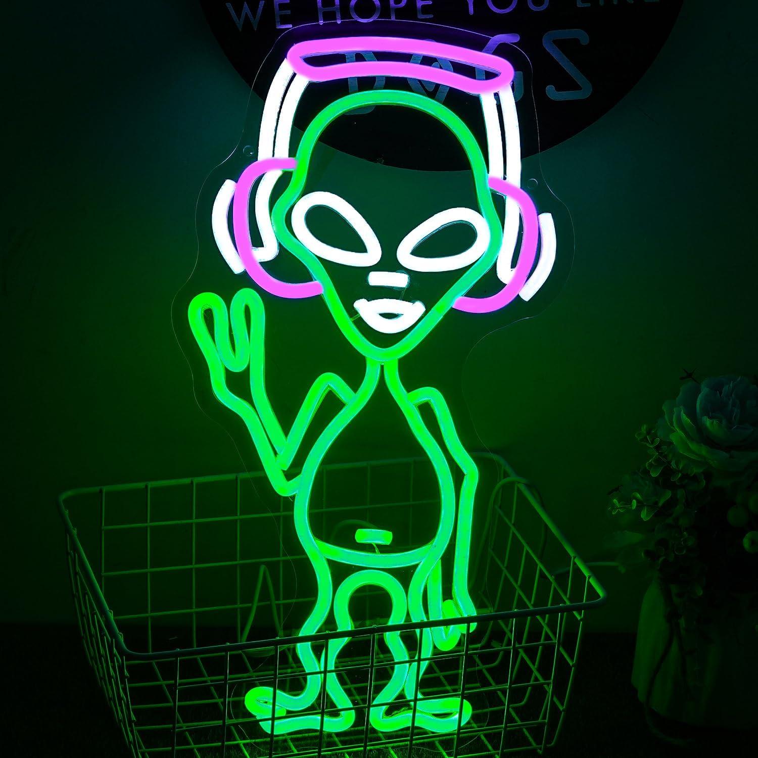 Luz de Neón Alienígena Alkkign 43x24 cm Regulable USB