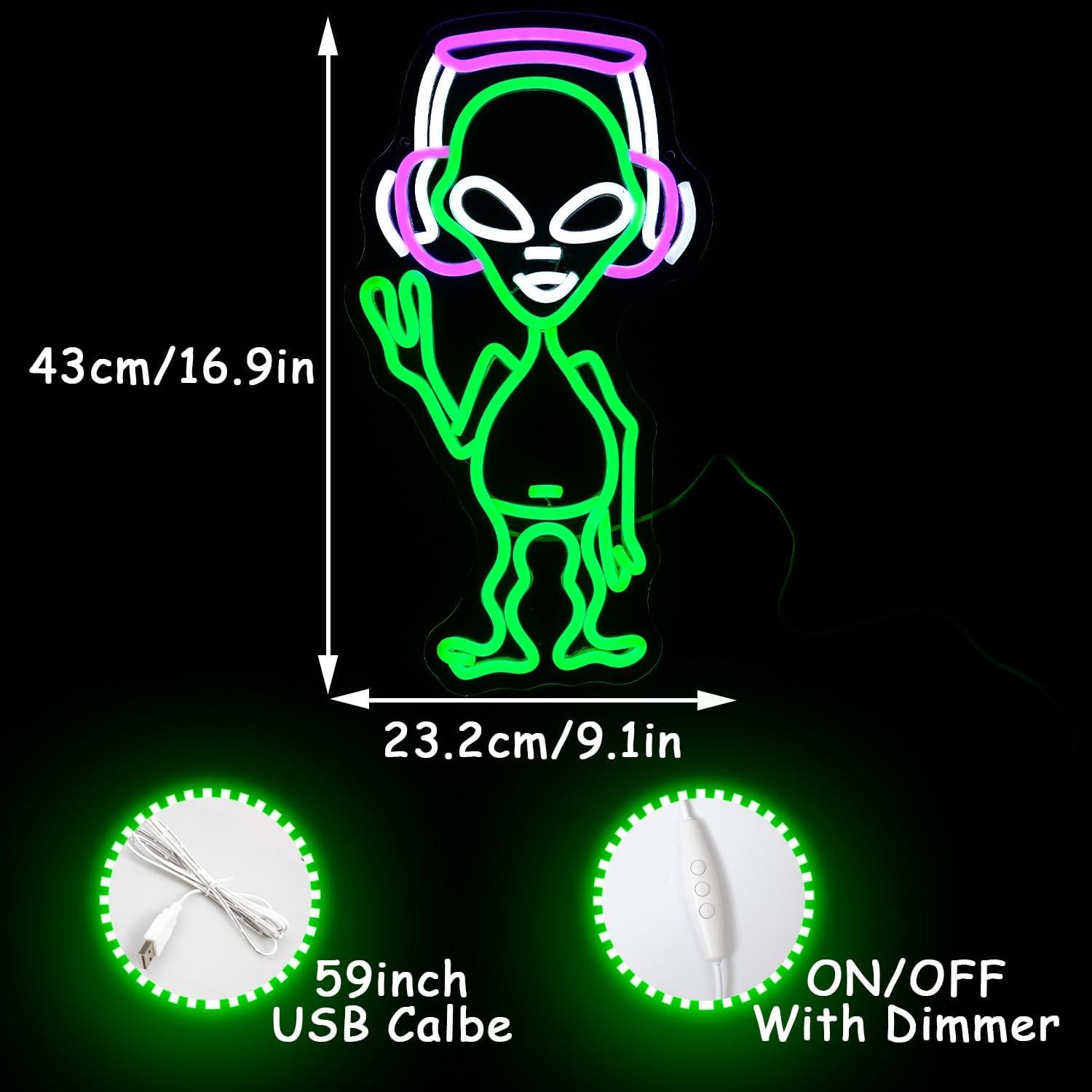 Luz de Neón Alienígena Alkkign 43x24 cm Regulable USB