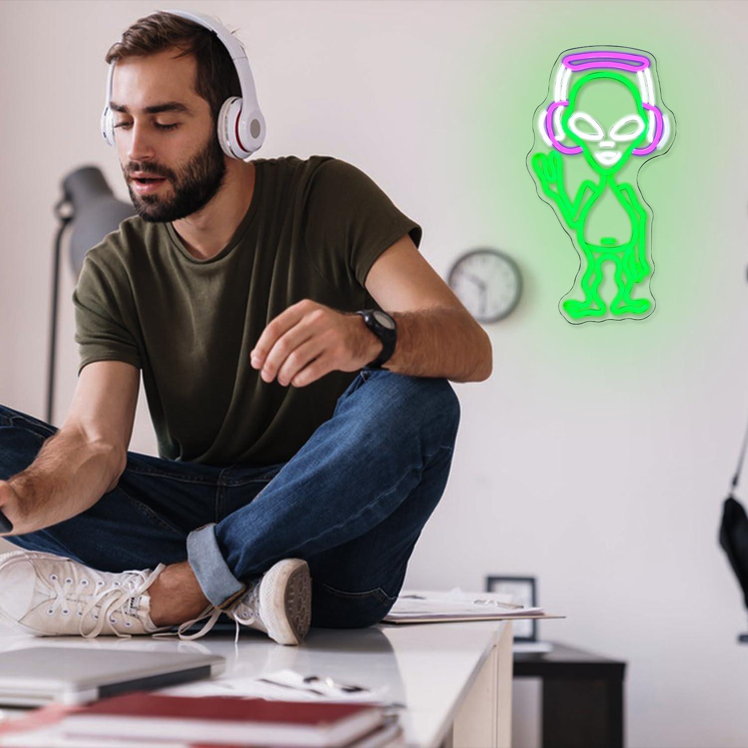 Luz de Neón Alienígena Alkkign 43x24 cm Regulable USB