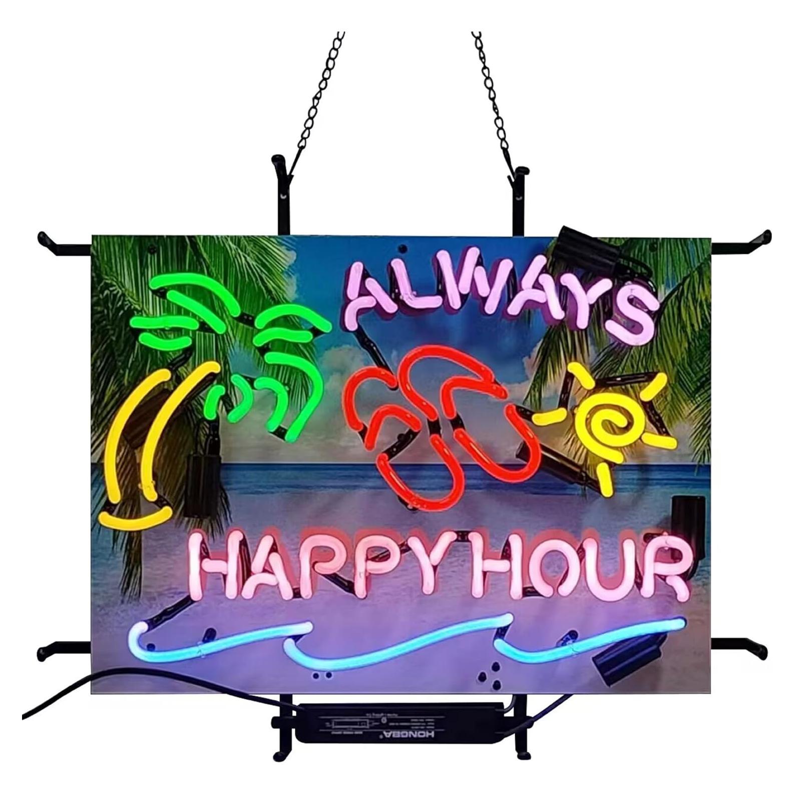 Cartel de Neón Hvkeer Siempre Hora Feliz 60x50 cm