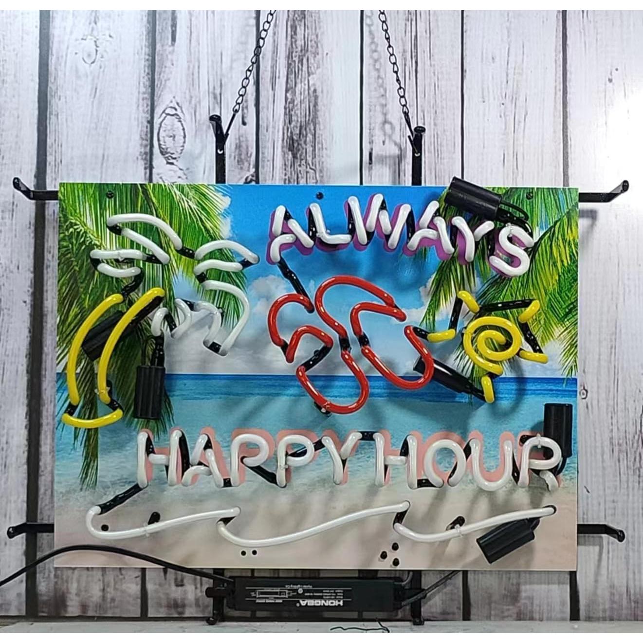 Cartel de Neón Hvkeer Siempre Hora Feliz 60x50 cm