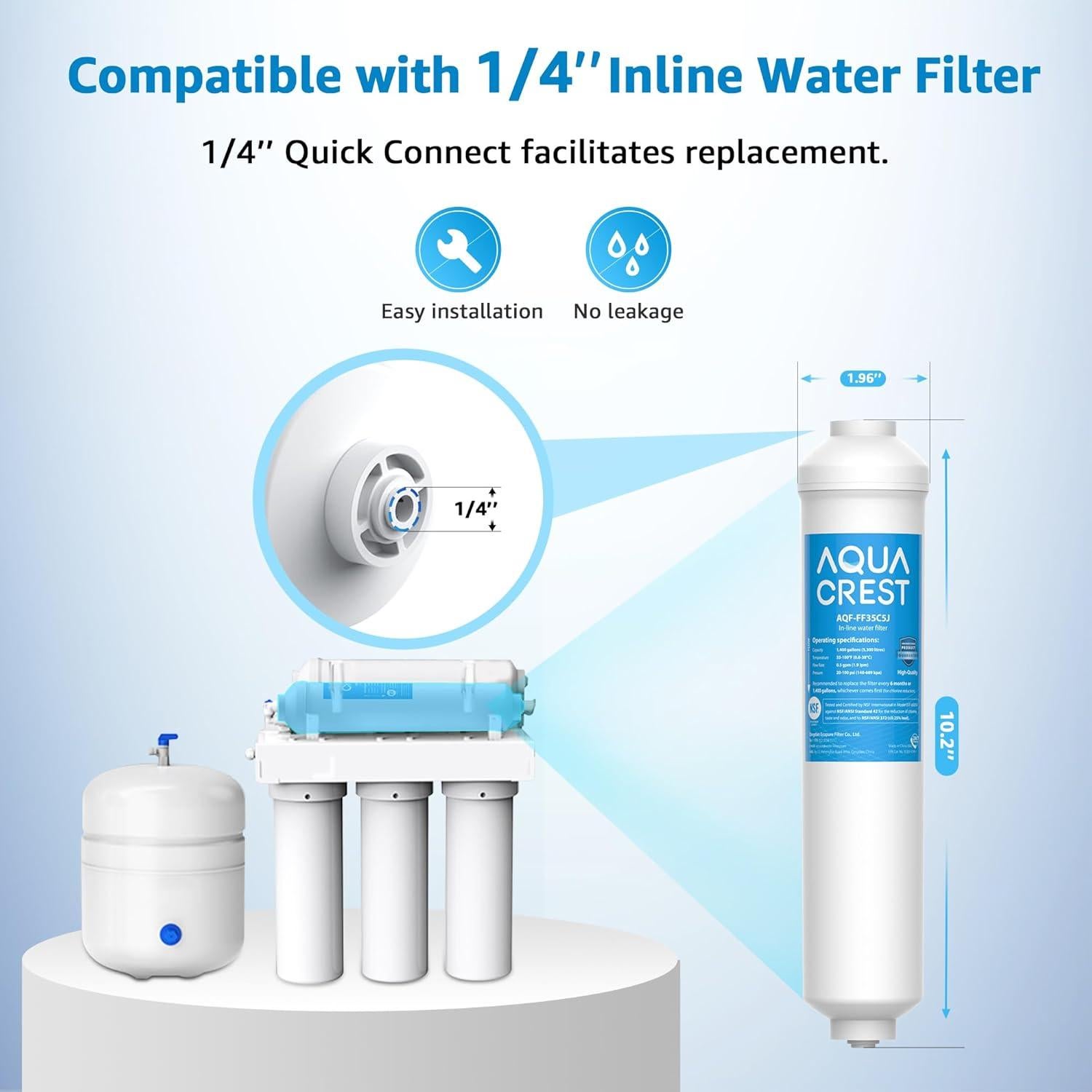 Filtro de Agua Inline Aqua Crest AQF-FF35, 2-Pack, NSF