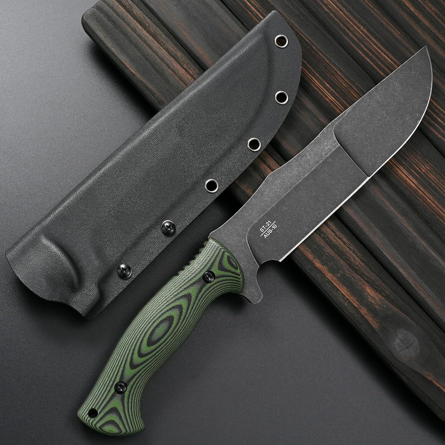 Cuchillo de Hoja Fija Sitivien ST21 Acero AUS-10 8mm Negro