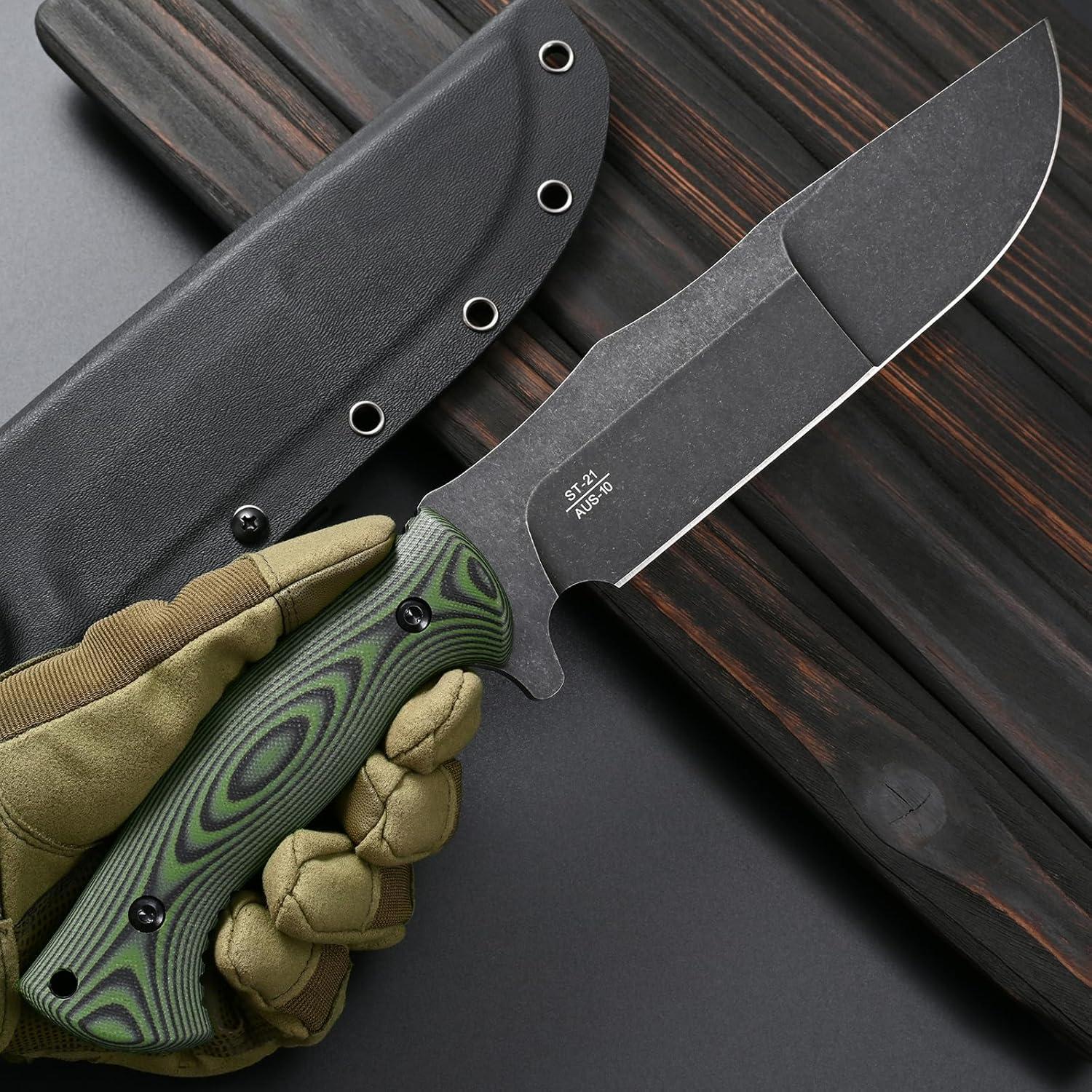 Cuchillo de Hoja Fija Sitivien ST21 Acero AUS-10 8mm Negro