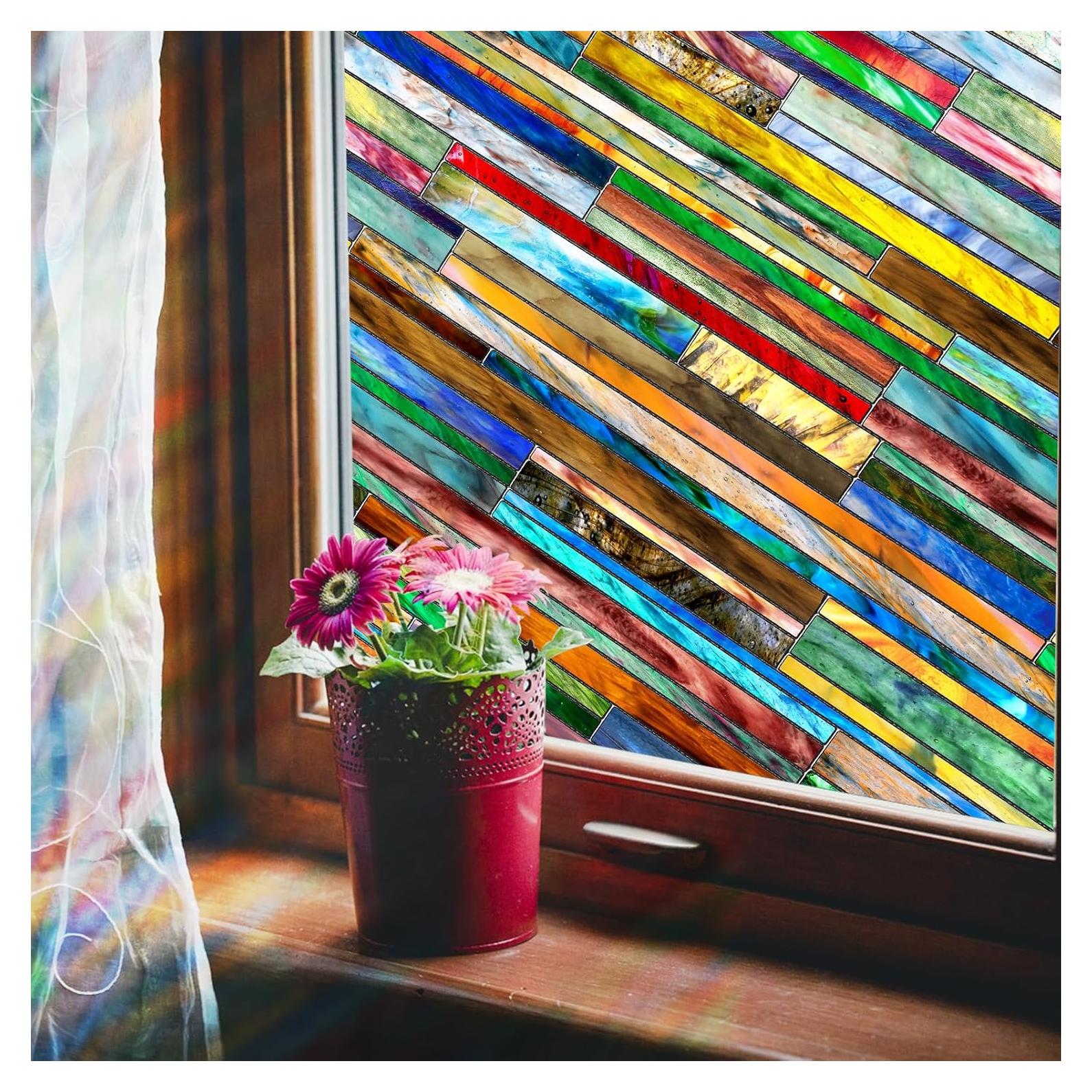 Película Decorativa para Ventanas Beautsaid 42.9x100cm Colorida