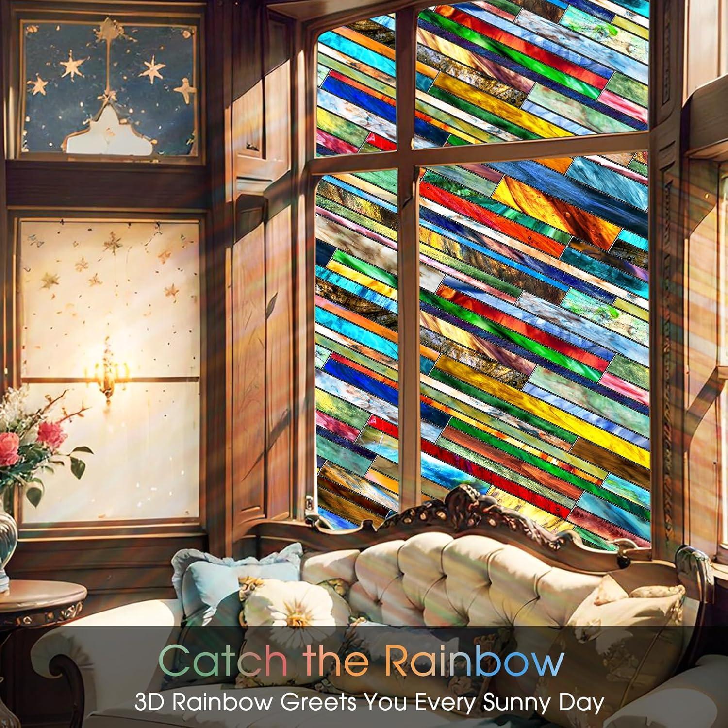 Película Decorativa para Ventanas Beautsaid 42.9x100cm Colorida