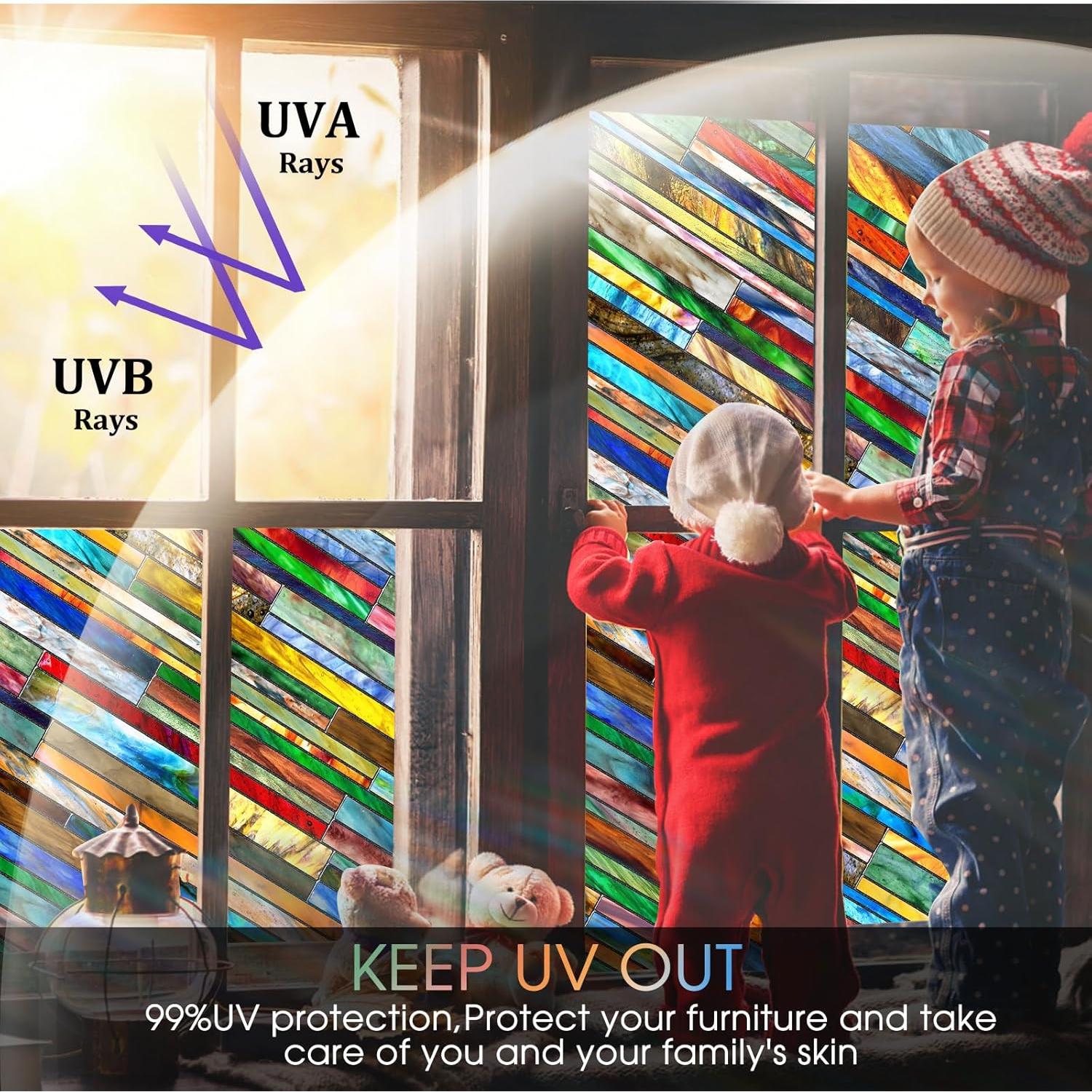 Película Decorativa para Ventanas Beautsaid 42.9x100cm Colorida