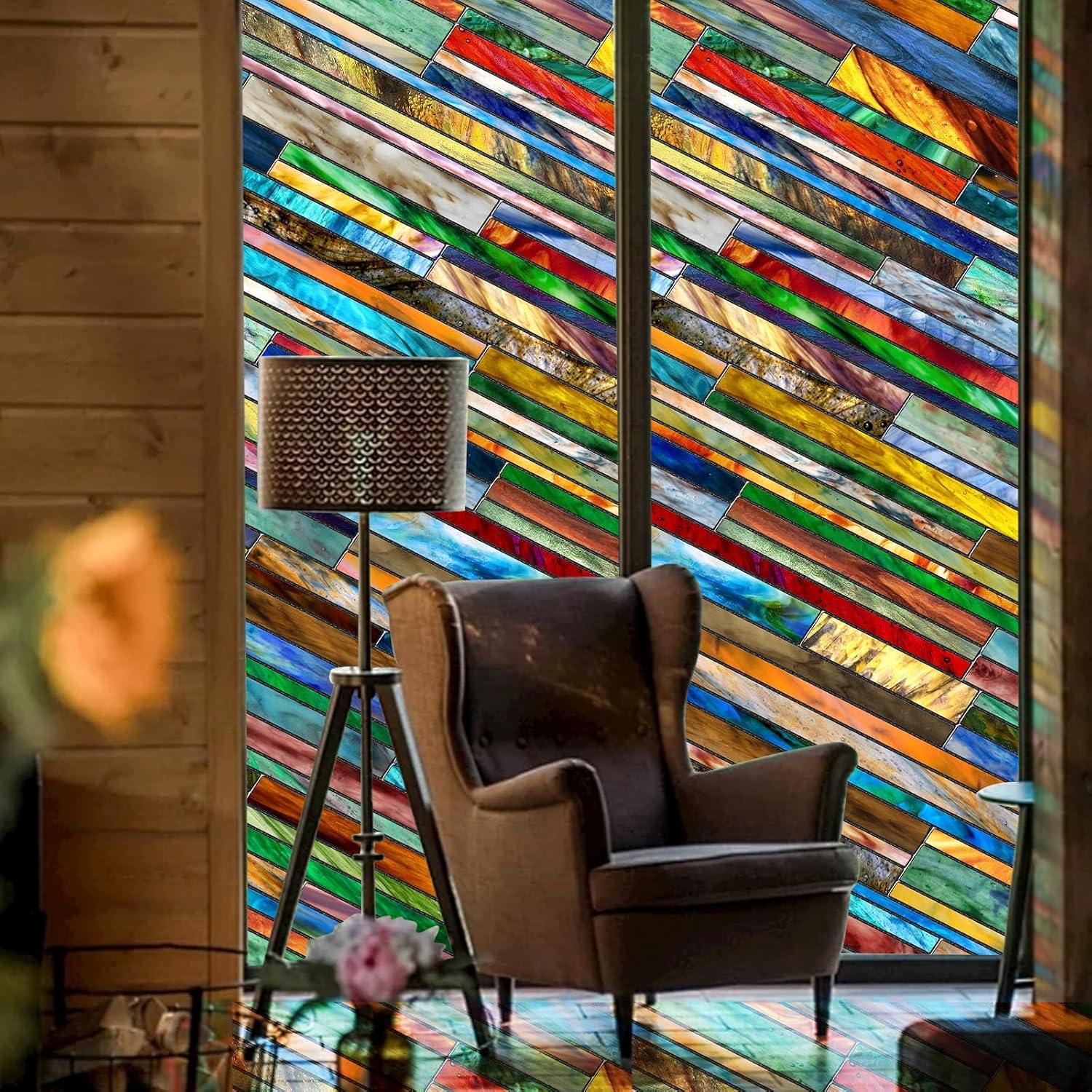 Película Decorativa para Ventanas Beautsaid 42.9x100cm Colorida