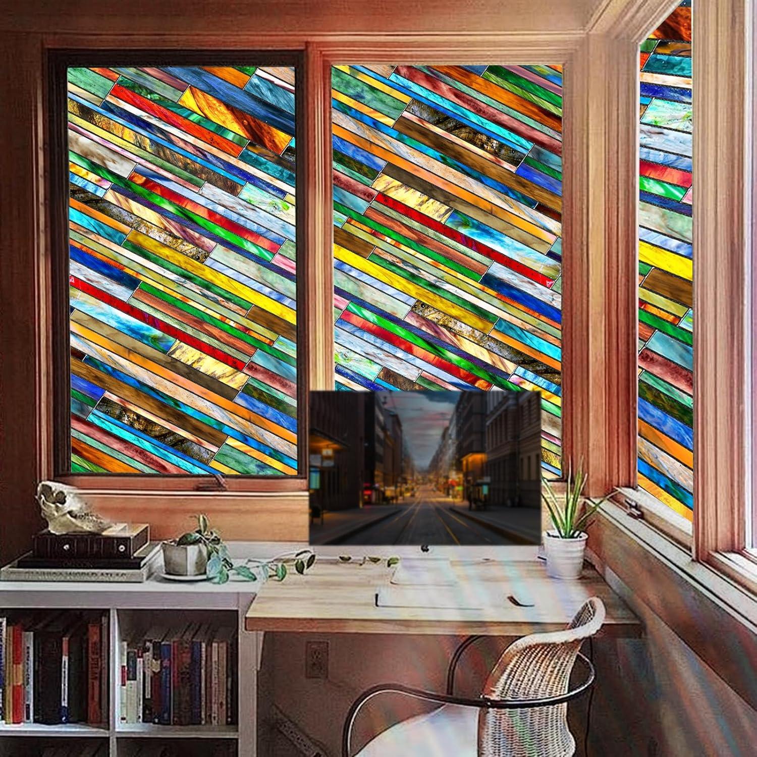 Película Decorativa para Ventanas Beautsaid 42.9x100cm Colorida