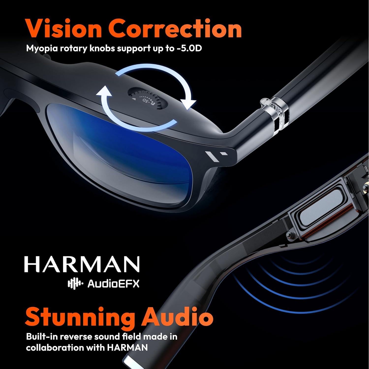 VITURE One Lite XR Glasses, 120" Full HD, Harman Sound, AR Glasses fits iPhone 16/15 (Spatial Video Supported), Steam Deck/ROG Ally/Gaming Consoles/PC/Android, Myopia Adjustments