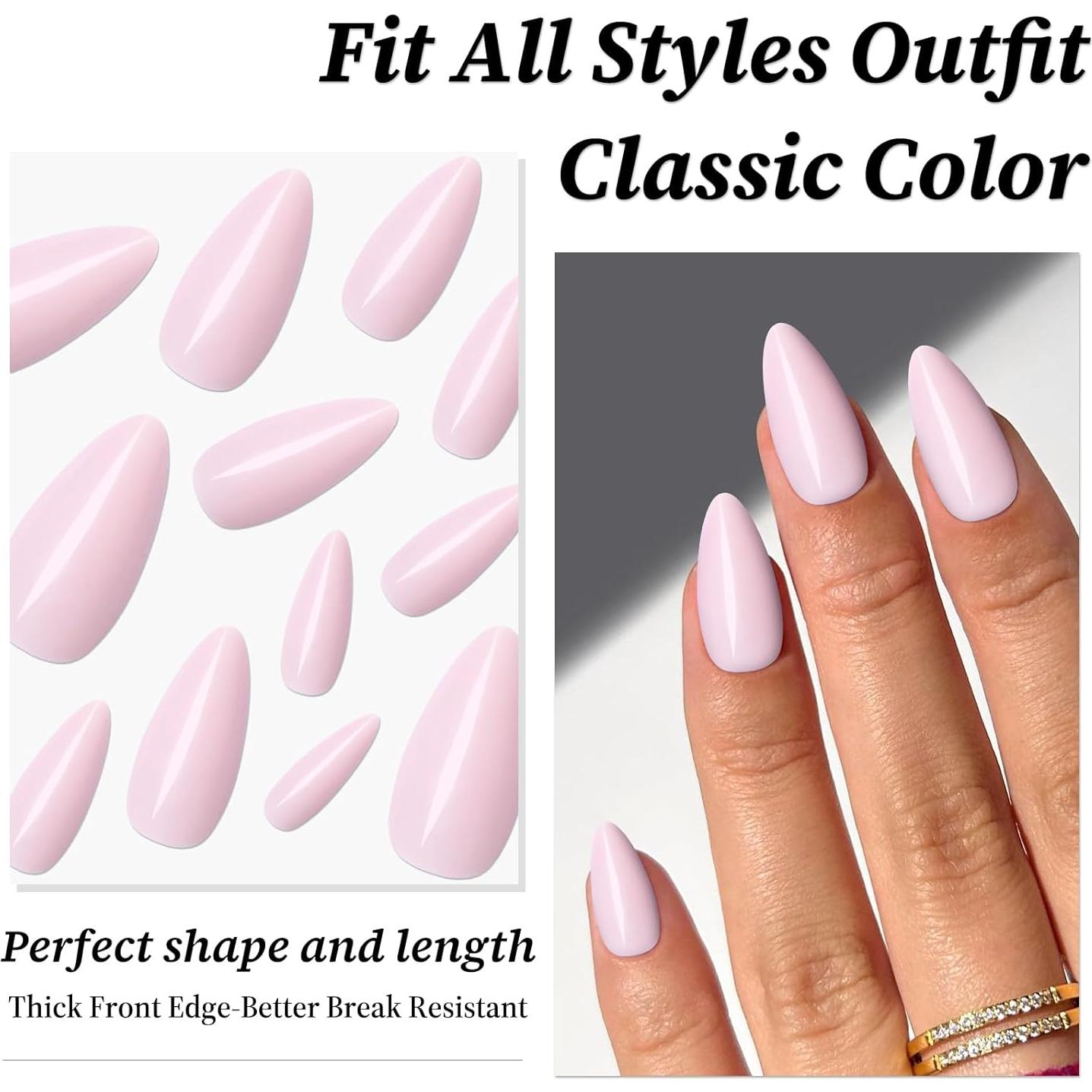 240 Uñas Postizas Almendra Rosa Bebé Lifextol Medianas