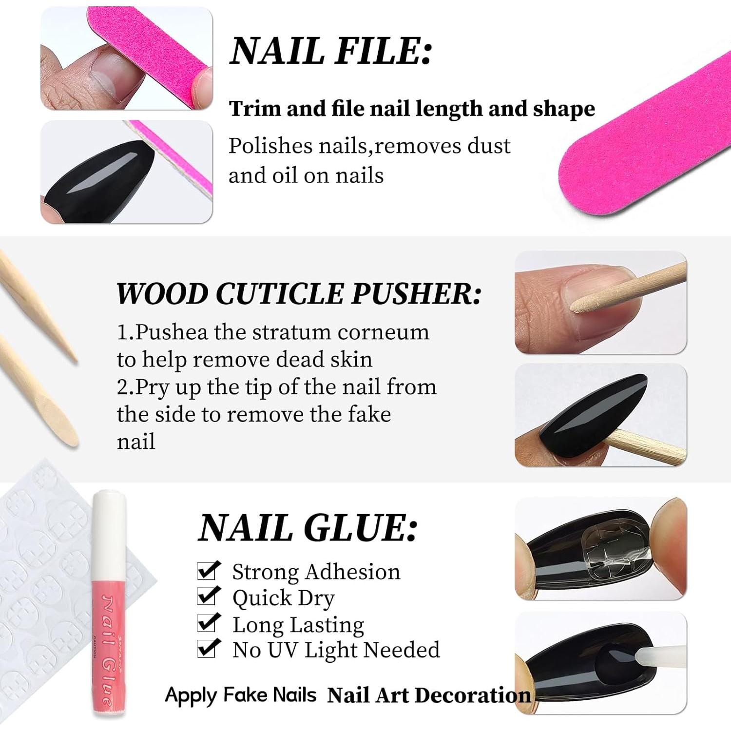 240 Uñas Postizas Almendra Rosa Bebé Lifextol Medianas