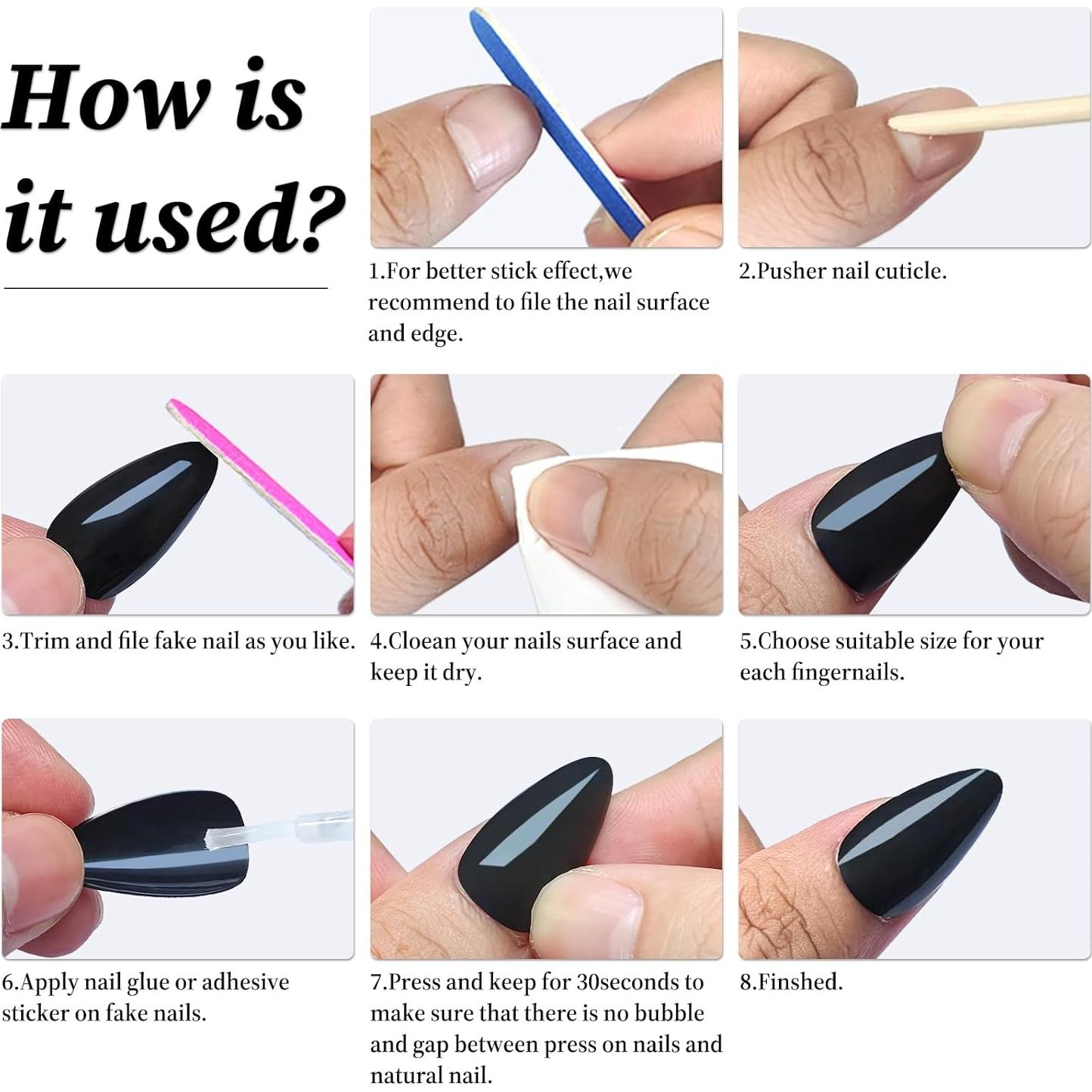 240 Uñas Postizas Almendra Rosa Bebé Lifextol Medianas